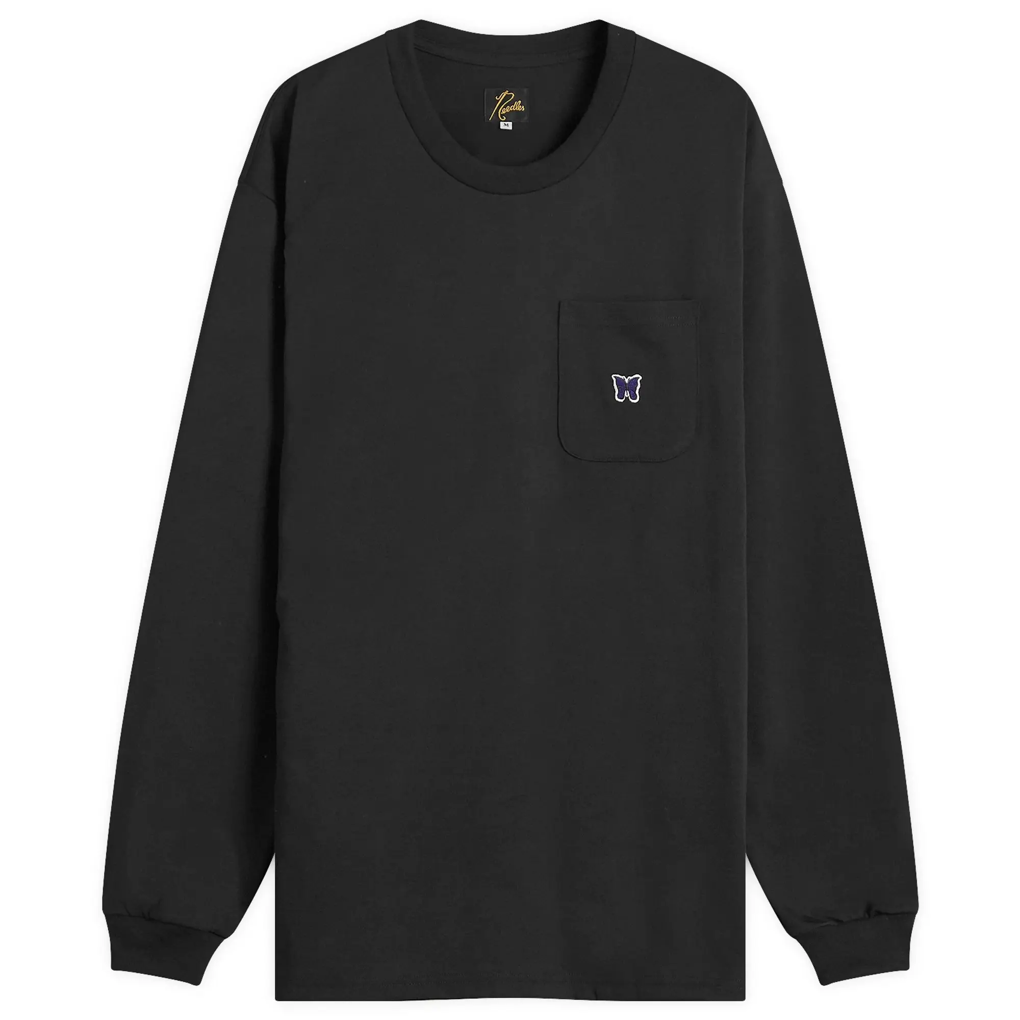 Needles Men's Papillion Long Sleeve Pocket T-Shirt Black
