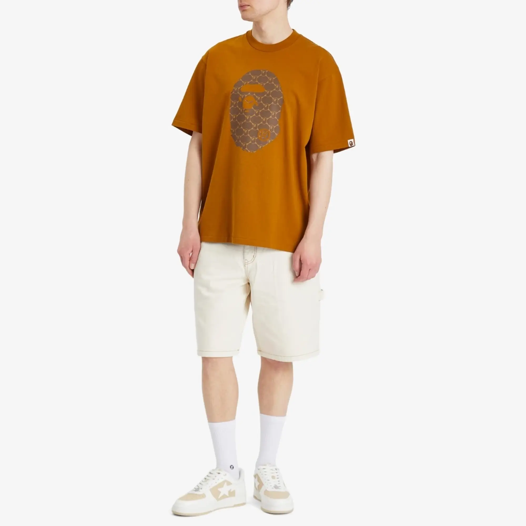 T-Shirt A Bathing Ape College Monogram Ape Head Relaxed Fit Tee Unisex Beige S