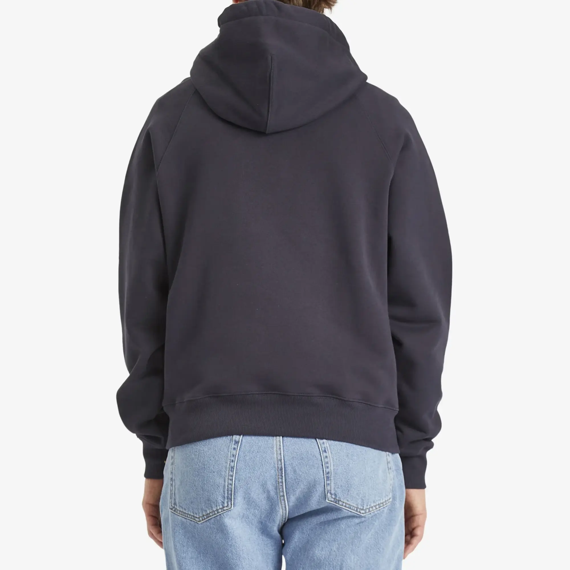 AMI Paris Men's Woven Ami Logo Jersey Hoodie Navy Blue