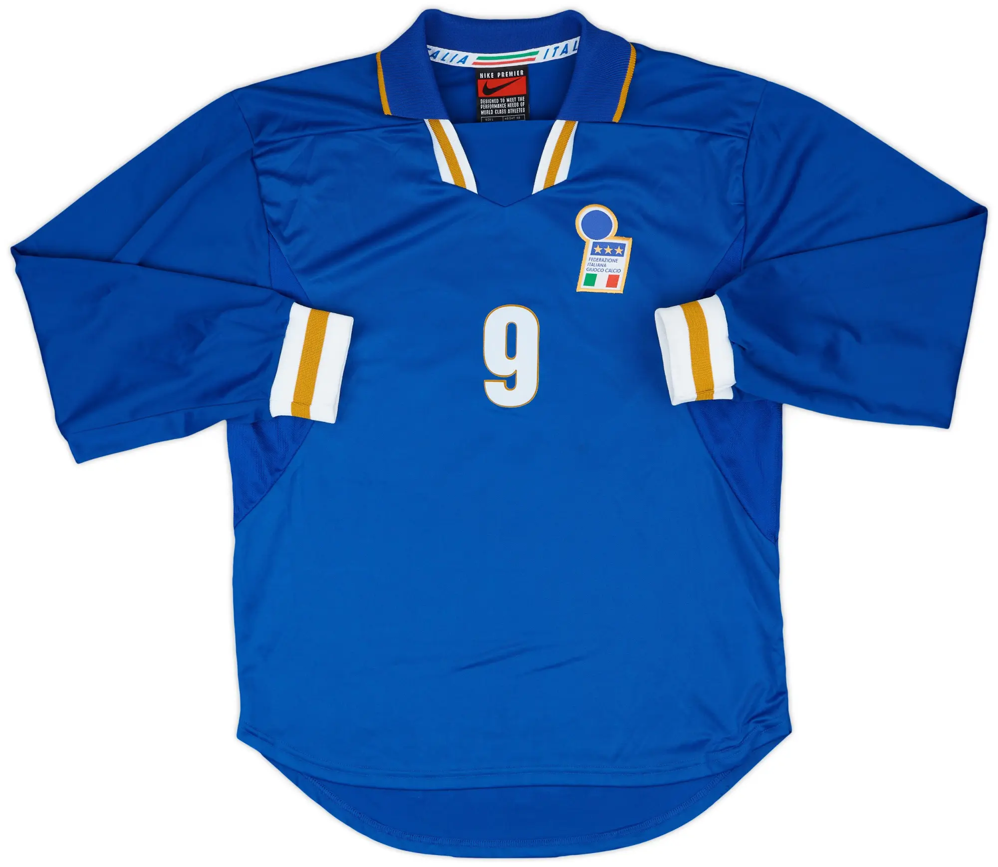 Nike 1996-97 Italy Match Issue Home L/S Shirt #9