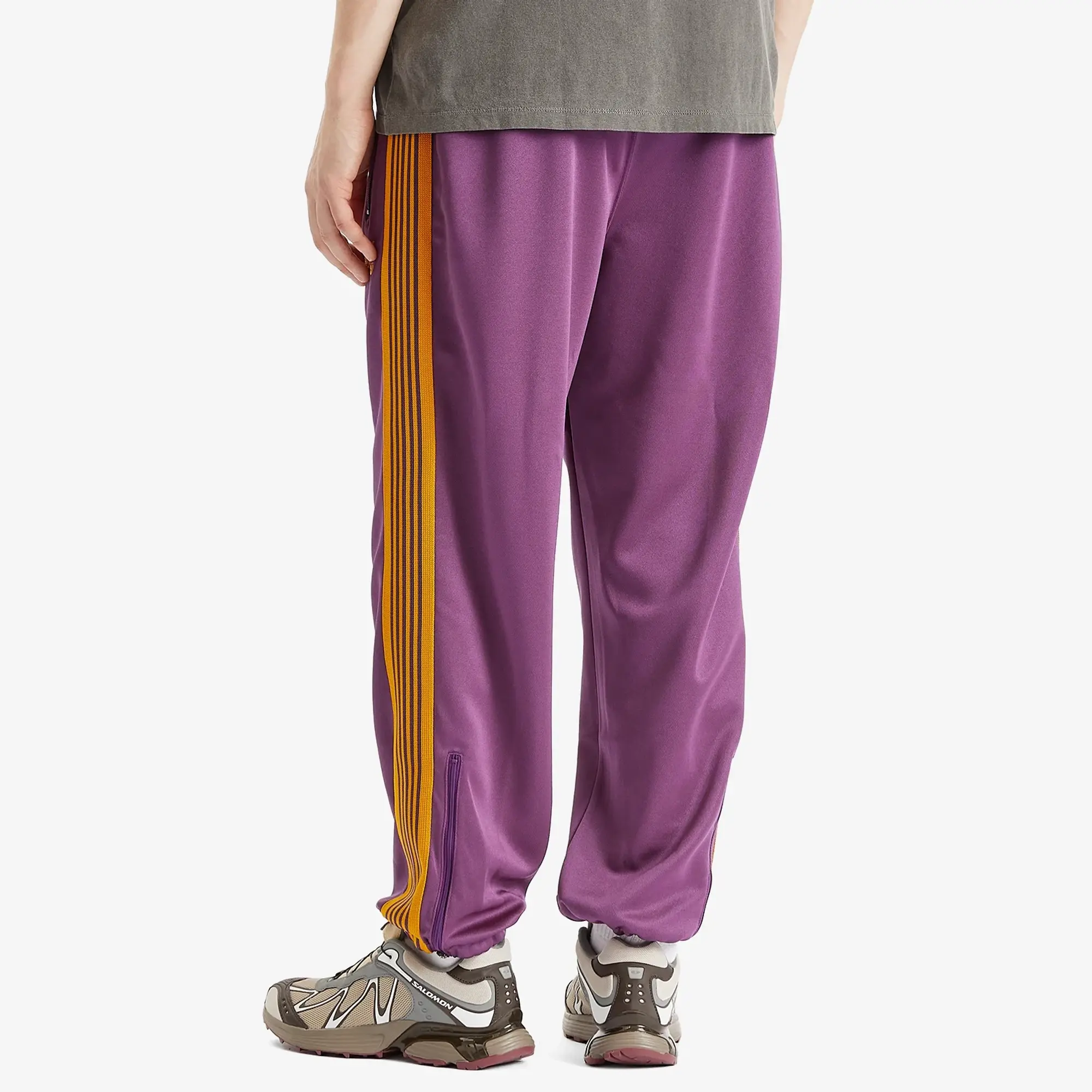 Needles Men's Poly Smooth Zipped Track Pant Purple