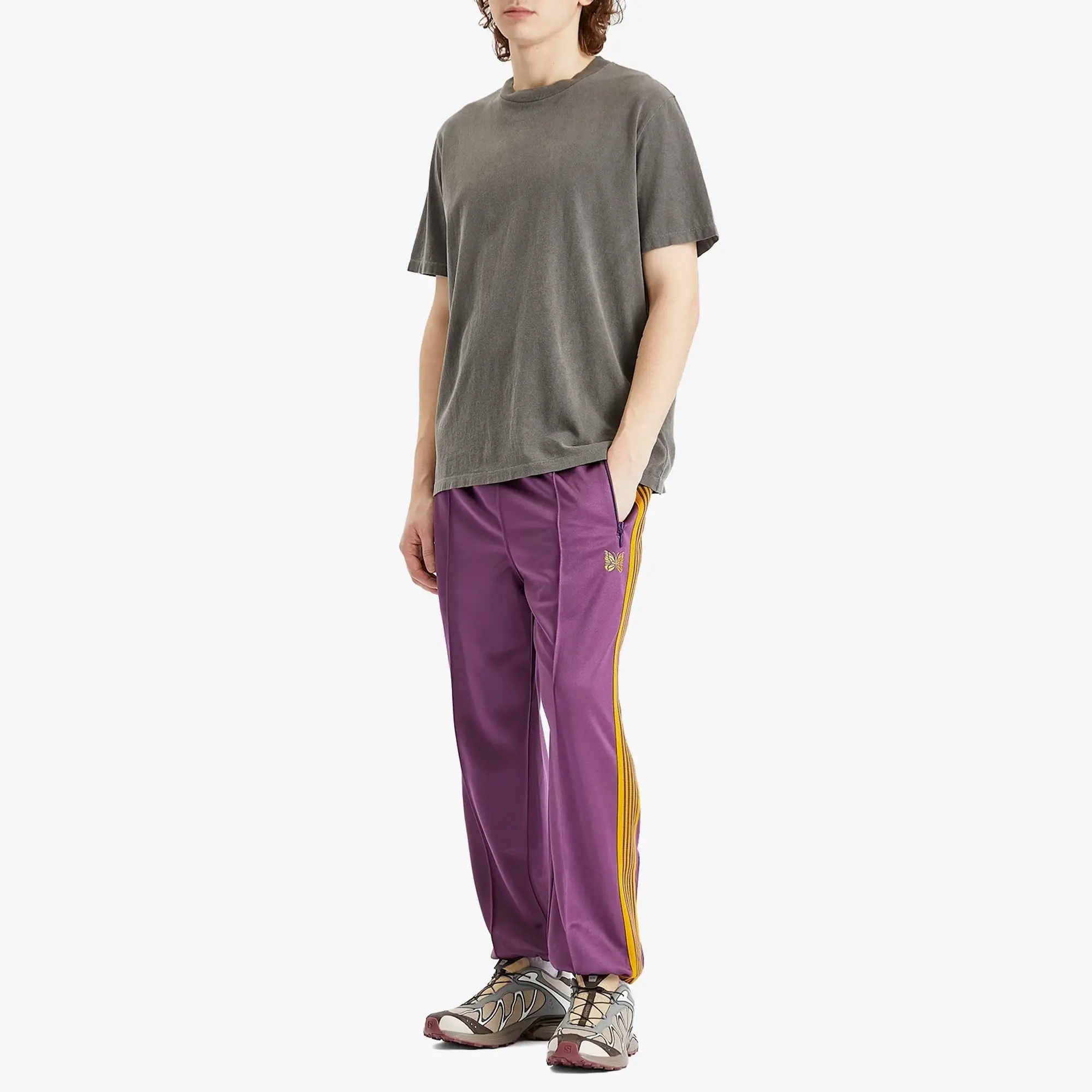 Needles Men's Poly Smooth Zipped Track Pant Purple