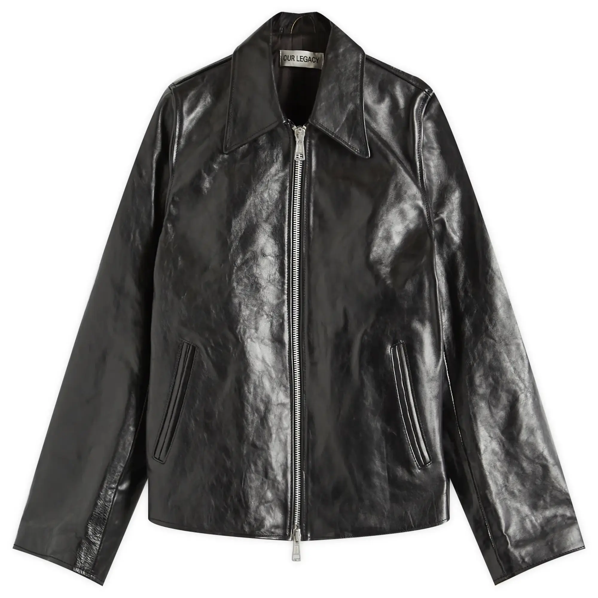 Our Legacy Women's Mini Leather Jacket Top Dyed Black Leather