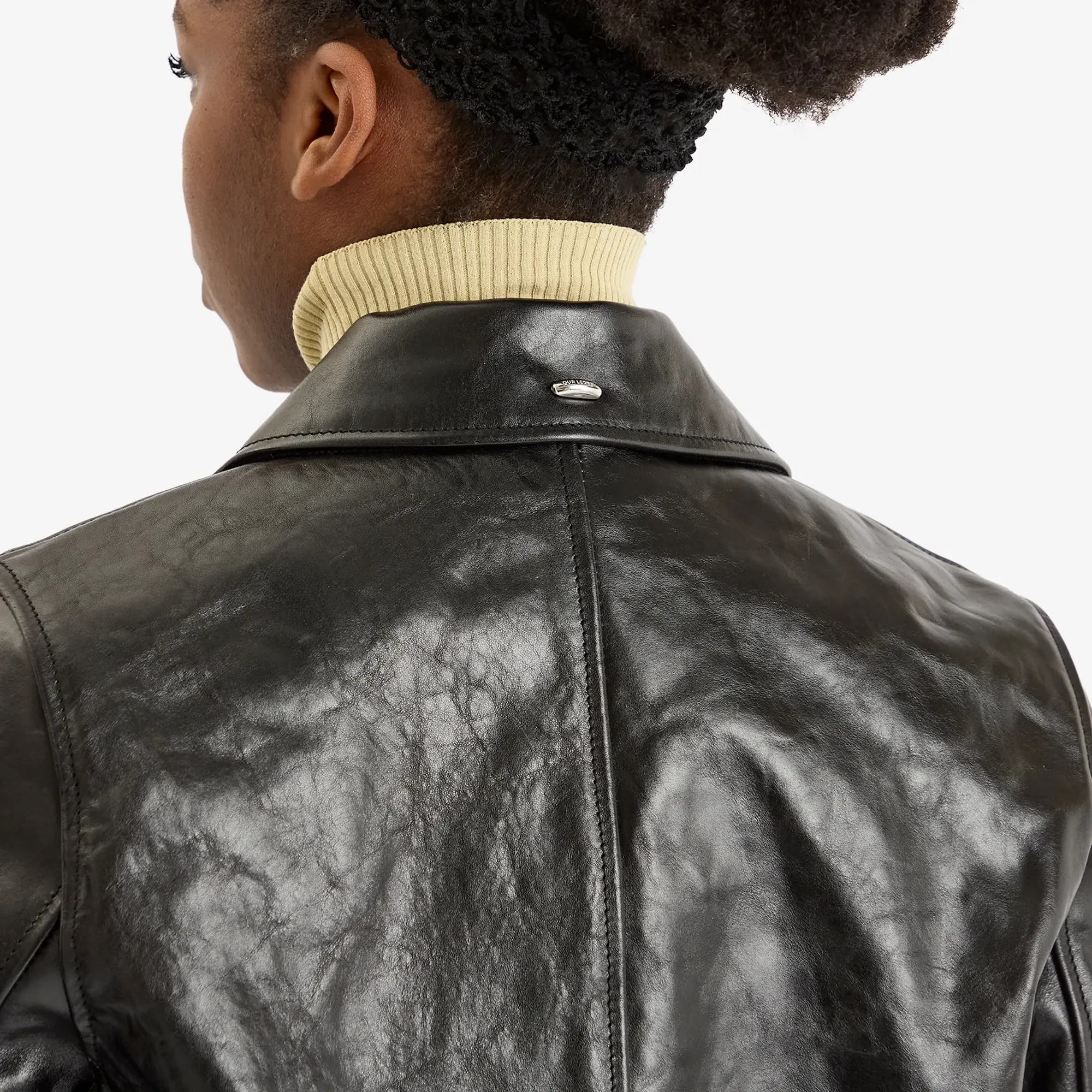 Our Legacy Women's Mini Leather Jacket Top Dyed Black Leather