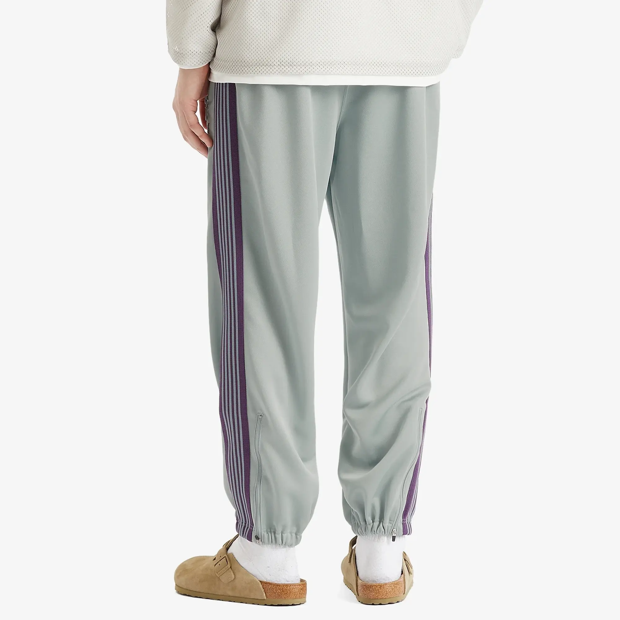 Needles Men's Poly Smooth Zipped Track Pant Sax