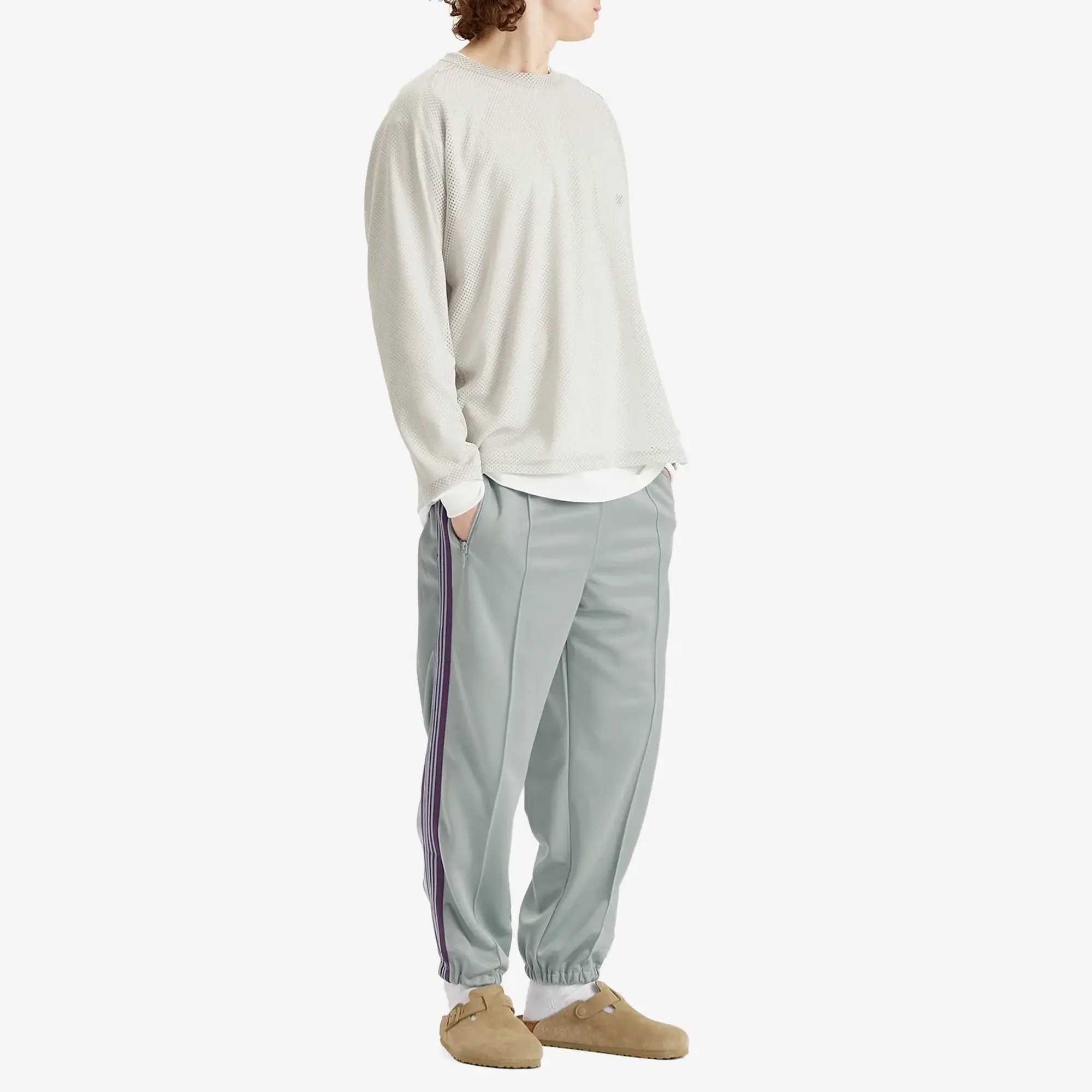 Needles Men's Poly Smooth Zipped Track Pant Sax
