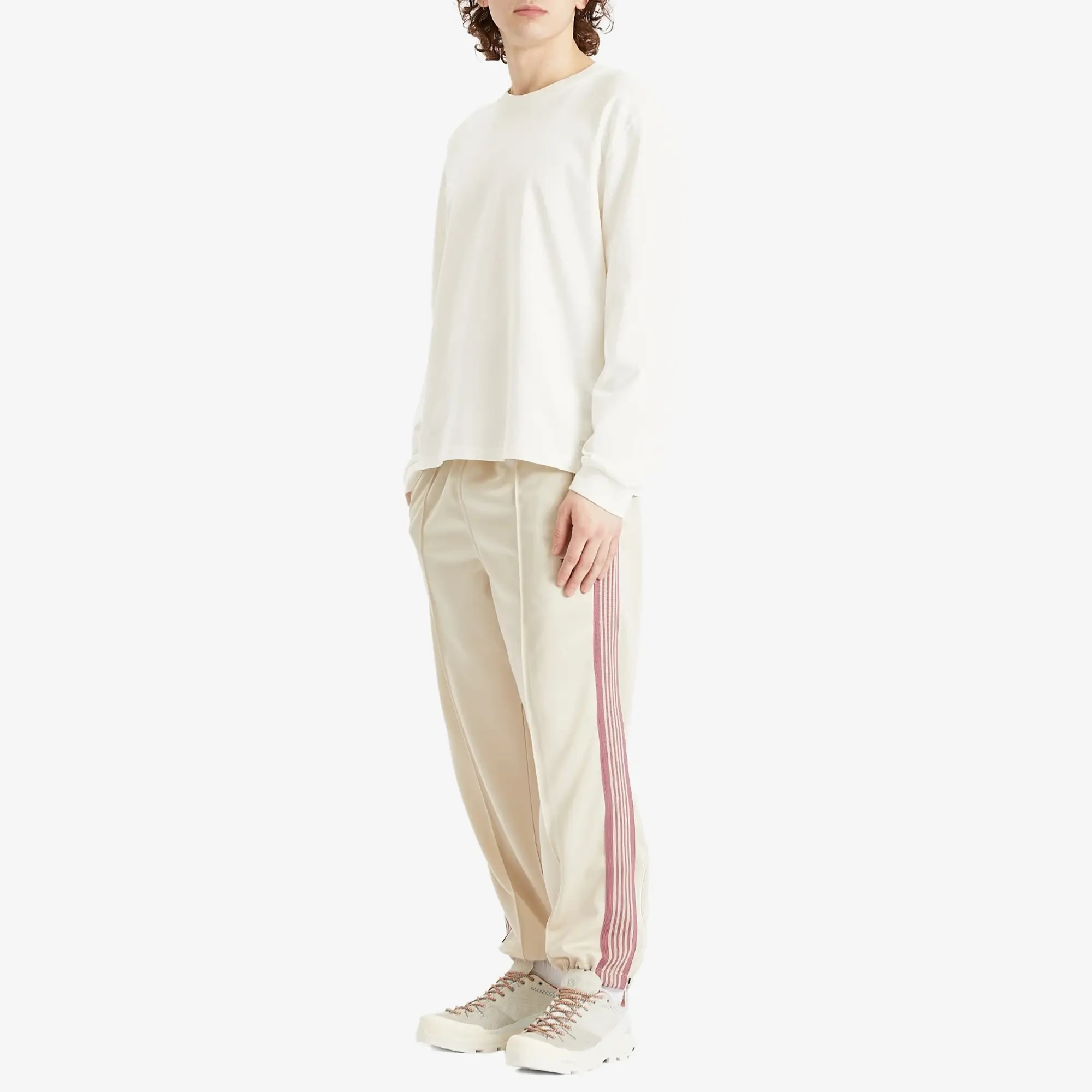 Needles Men's Poly Smooth Zipped Track Pant Ivory