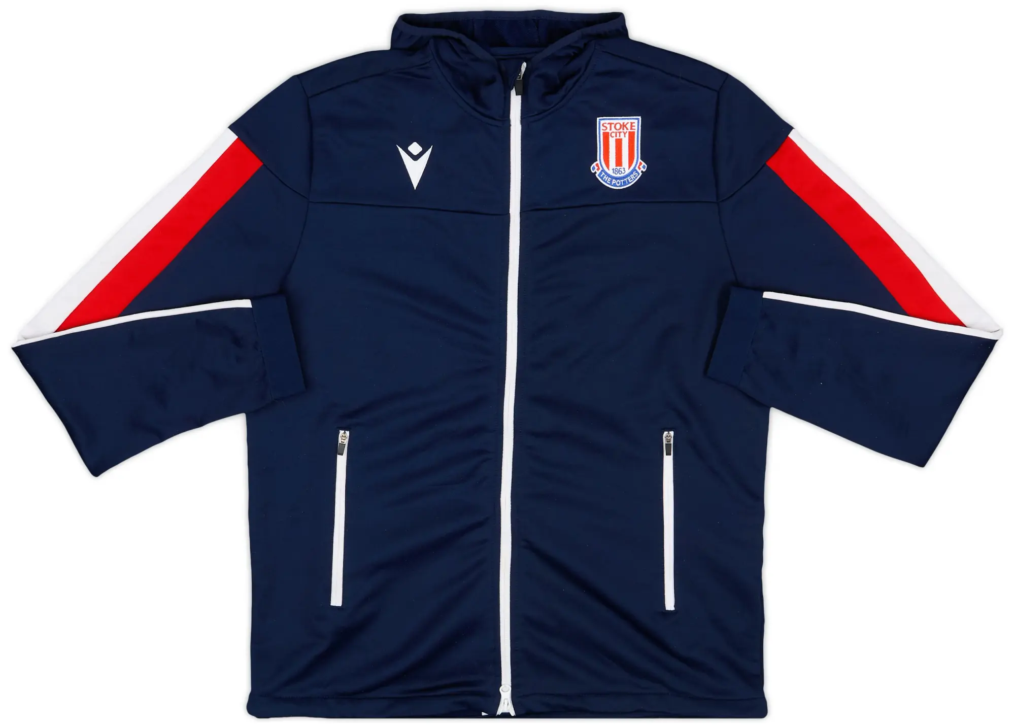 2019-20 Stoke City Macron Hooded Track Jacket - 8/10 - (L)