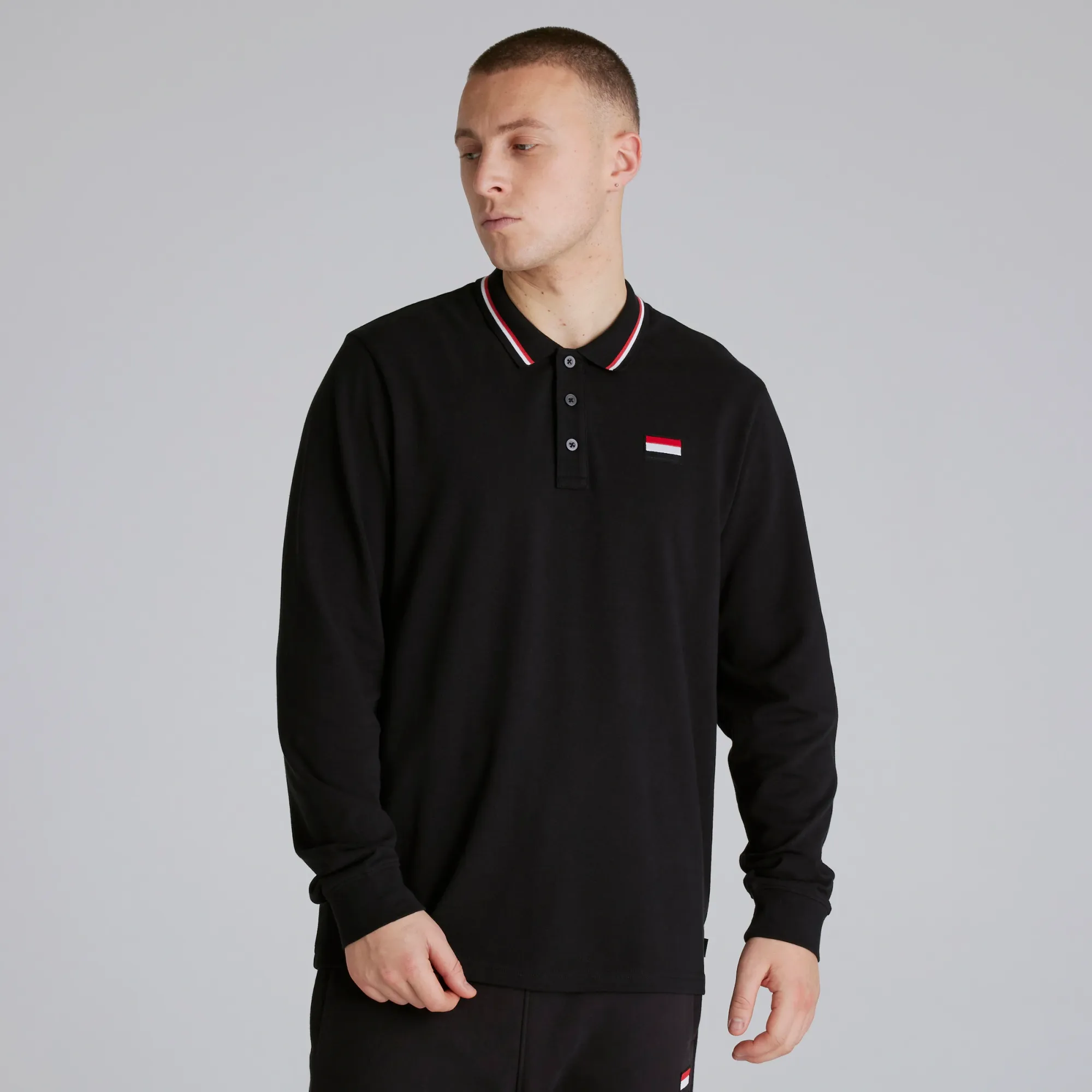 RAW Manchester United Long Sleeve Polo Shirt Black