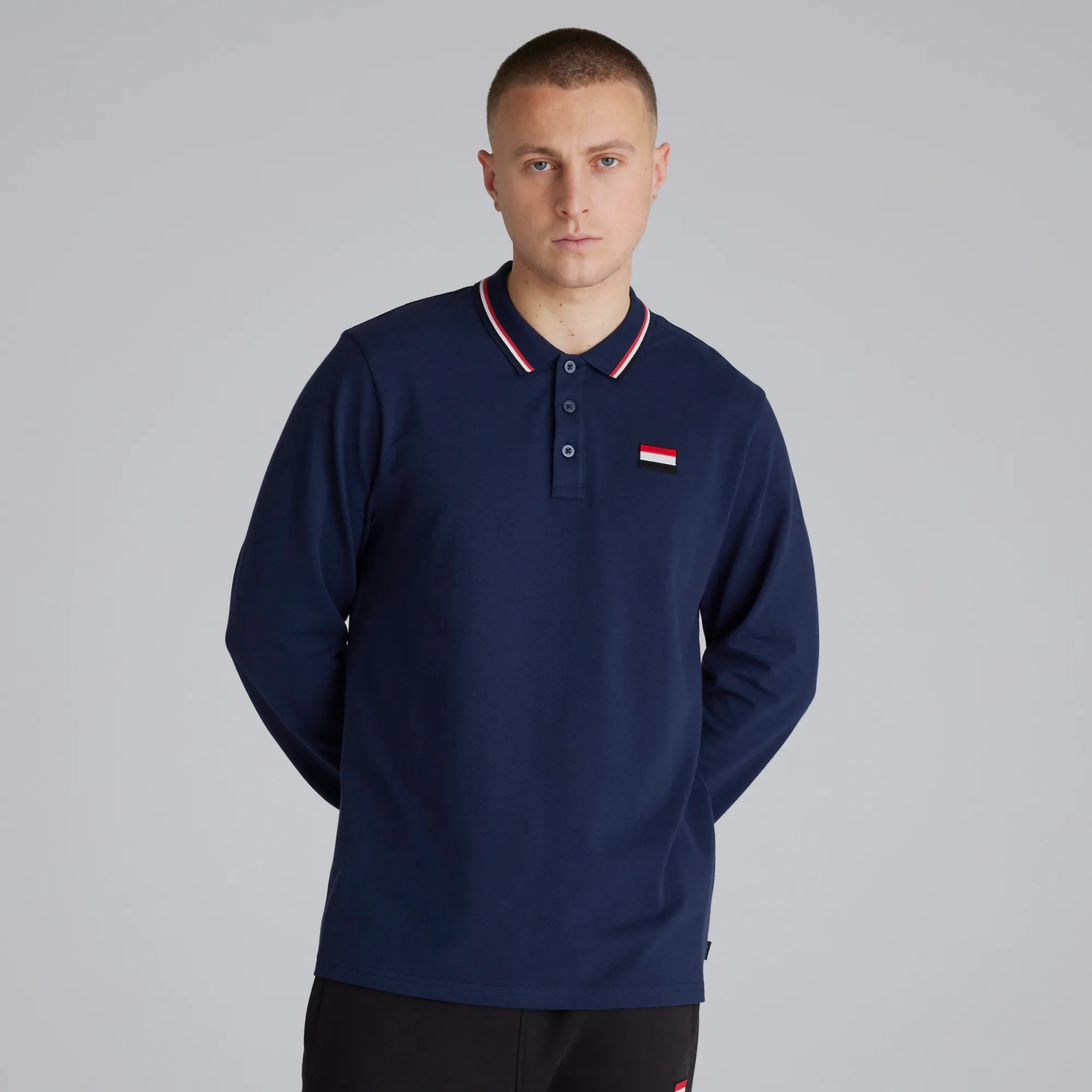 RAW Manchester United Long Sleeve Polo Shirt Navy