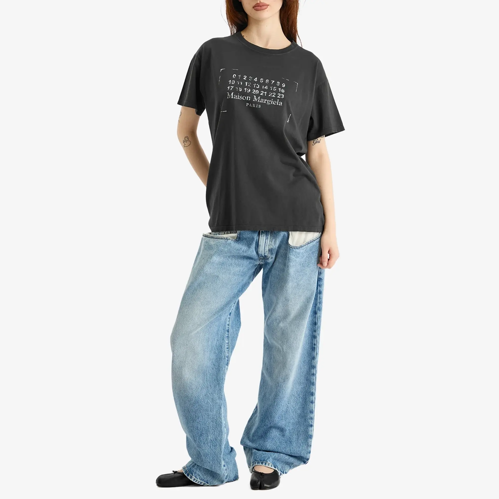 Maison Margiela Women's Logo T-shirt Washed Black