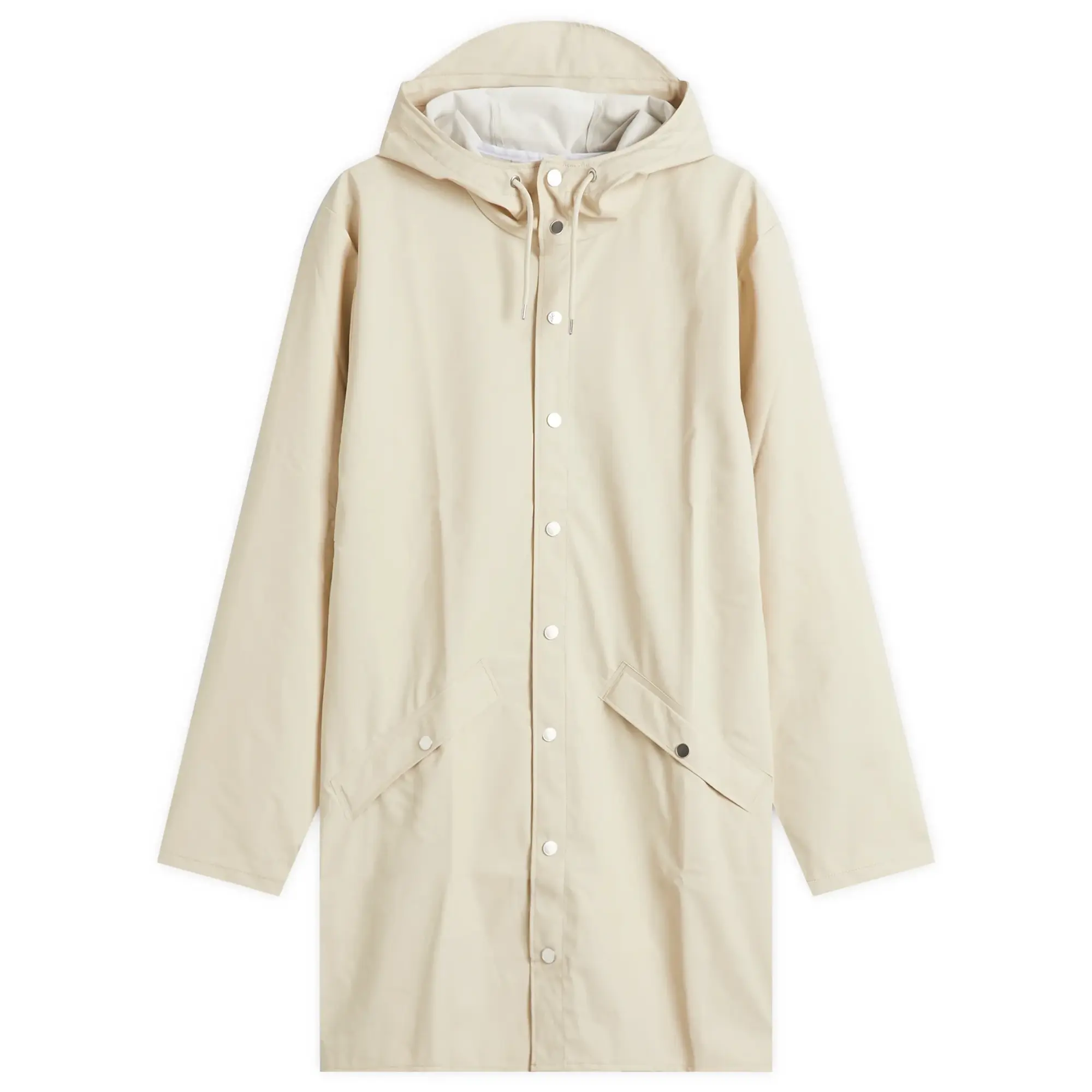 Rains 12020 Waterproof Long Jacket In Cream-Neutral
