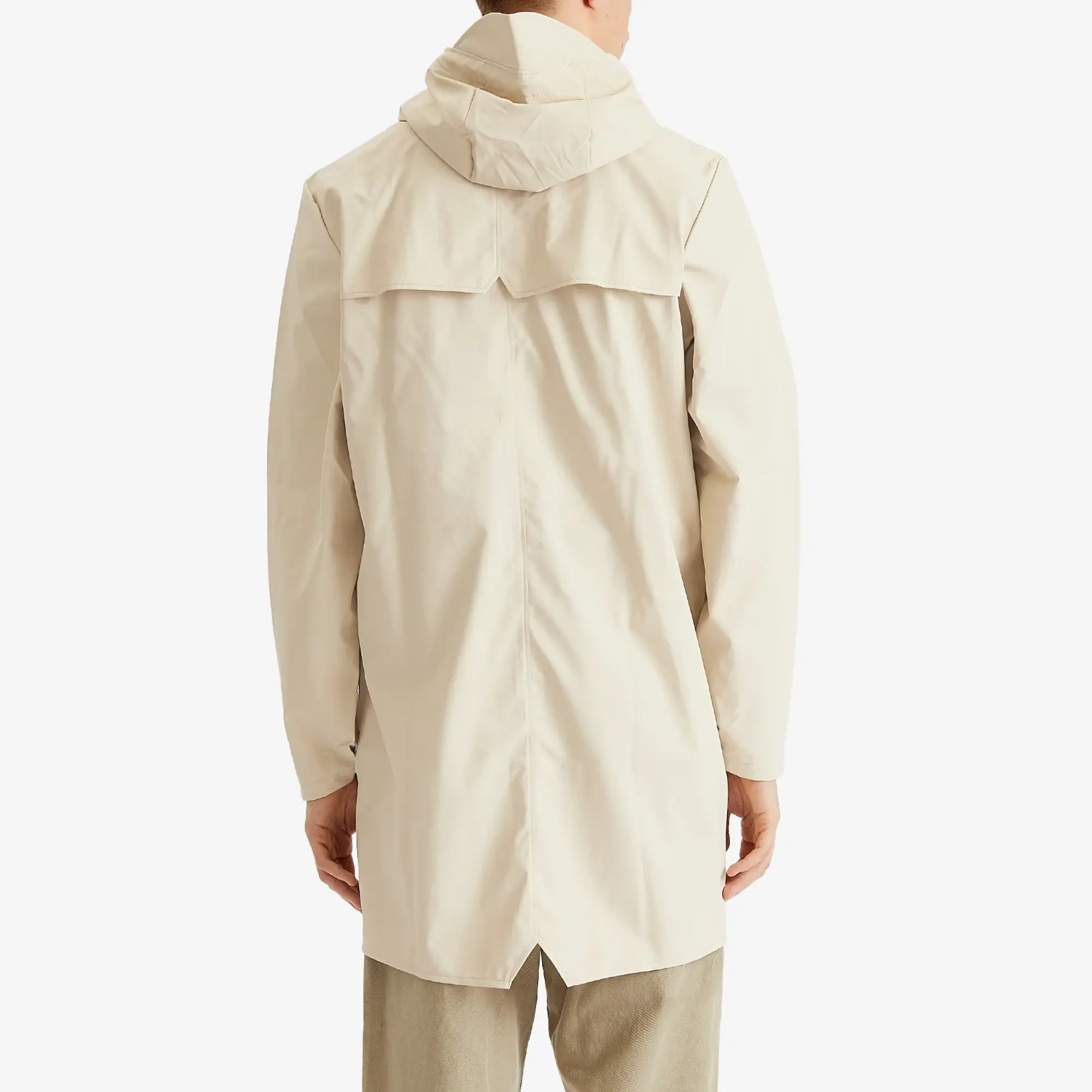 Rains 12020 Waterproof Long Jacket In Cream-Neutral