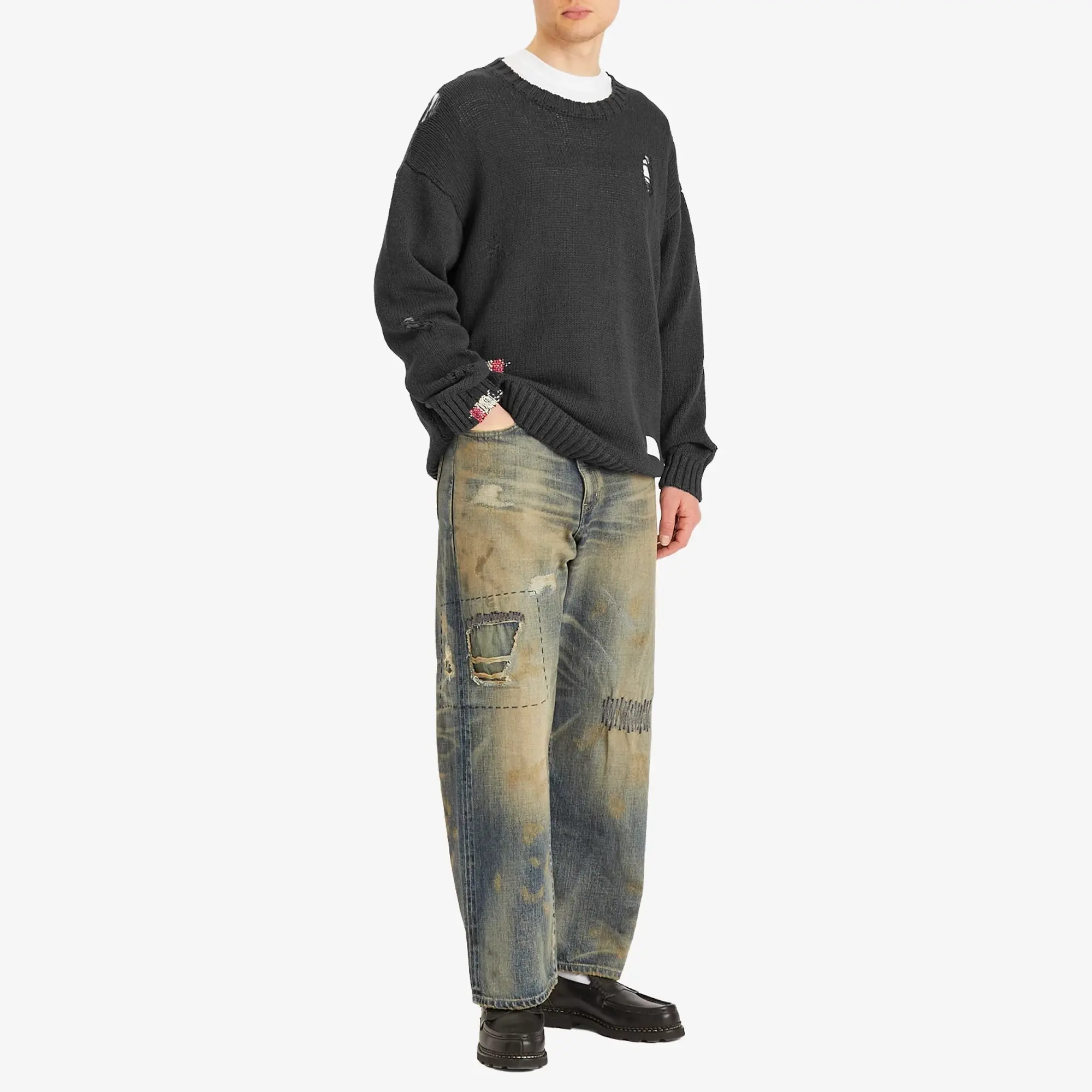 Neighborhood Men's Savage Crewneck Knit Sweater Black