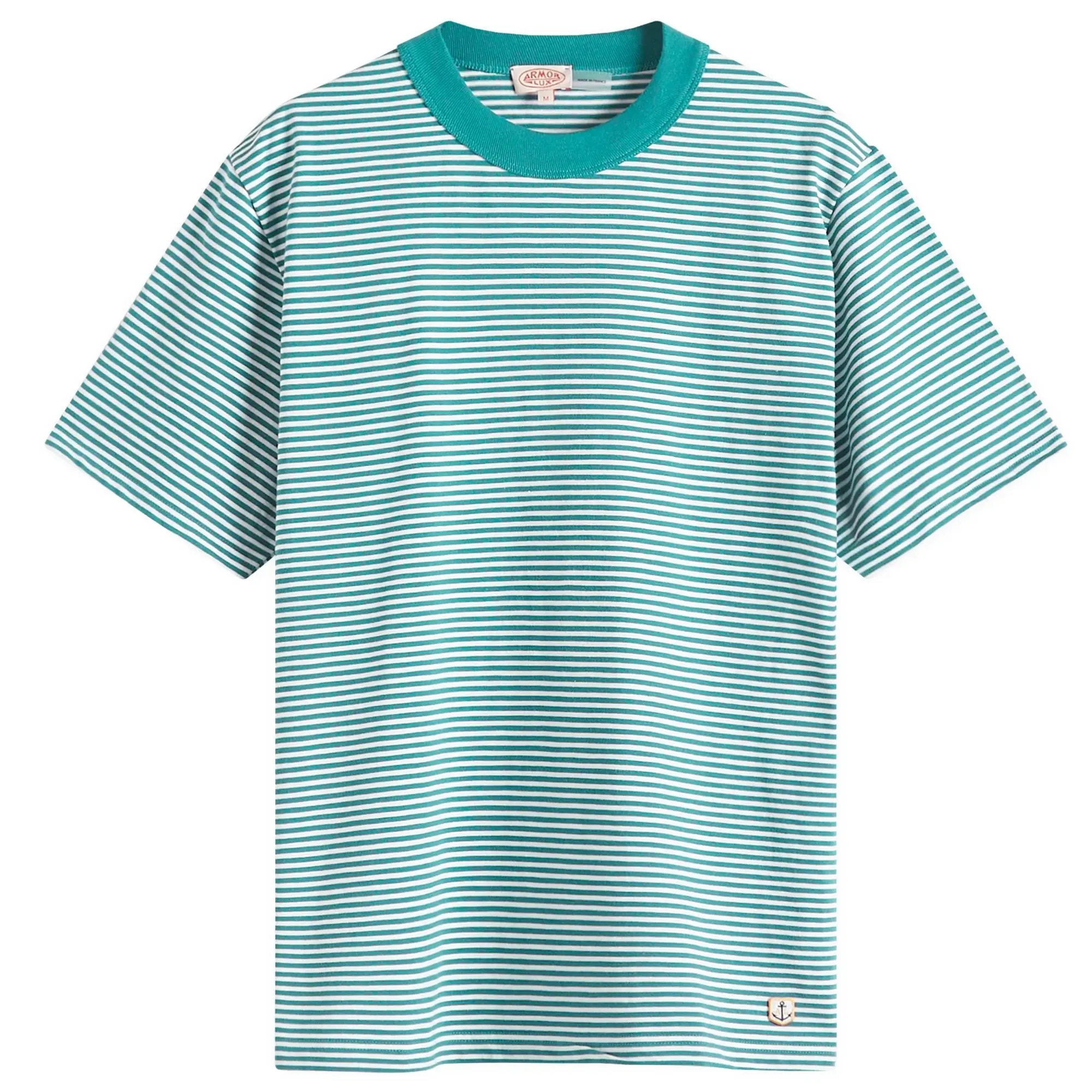 Armor-Lux Men's Fine Stripe T-Shirt Deep Jungle/Milk