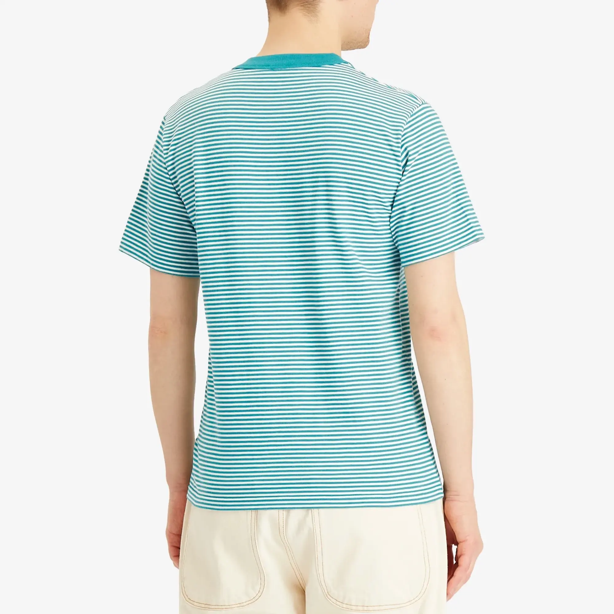 Armor-Lux Men's Fine Stripe T-Shirt Deep Jungle/Milk