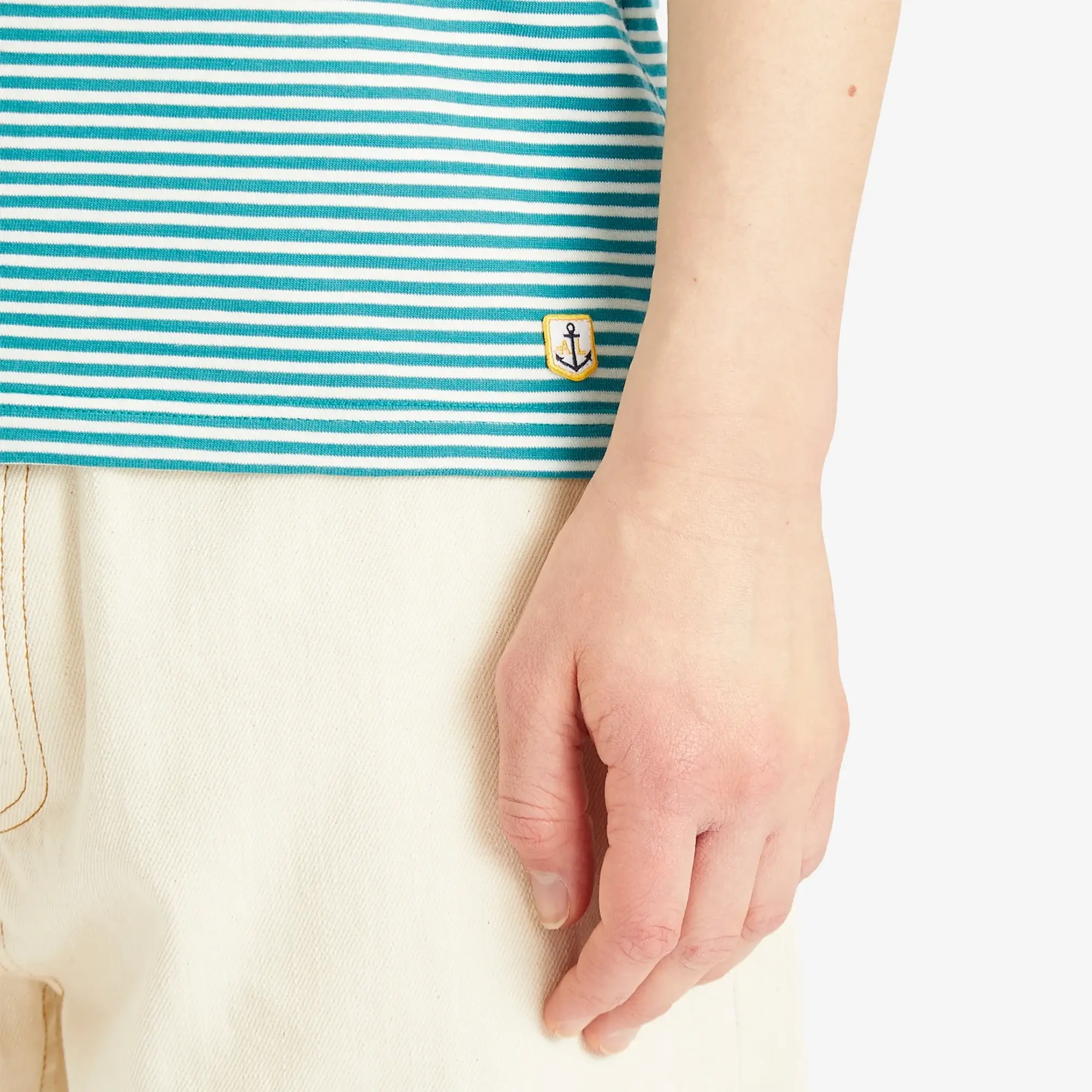 Armor-Lux Men's Fine Stripe T-Shirt Deep Jungle/Milk