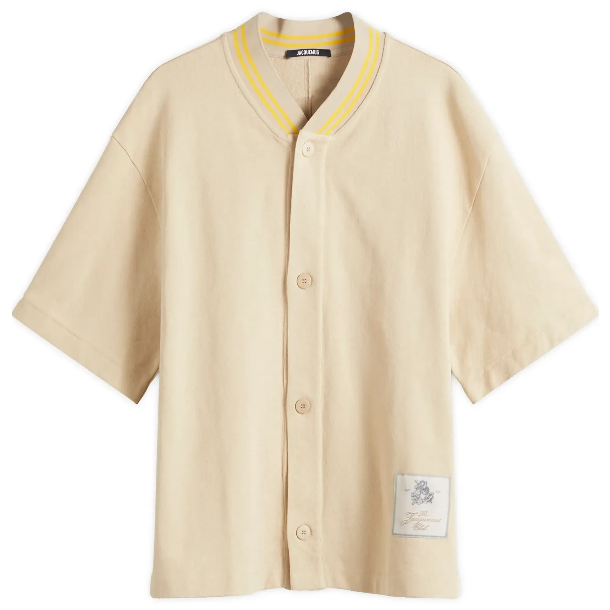 Jacquemus Men's Polo Collar Jersey T-Shirt Beige