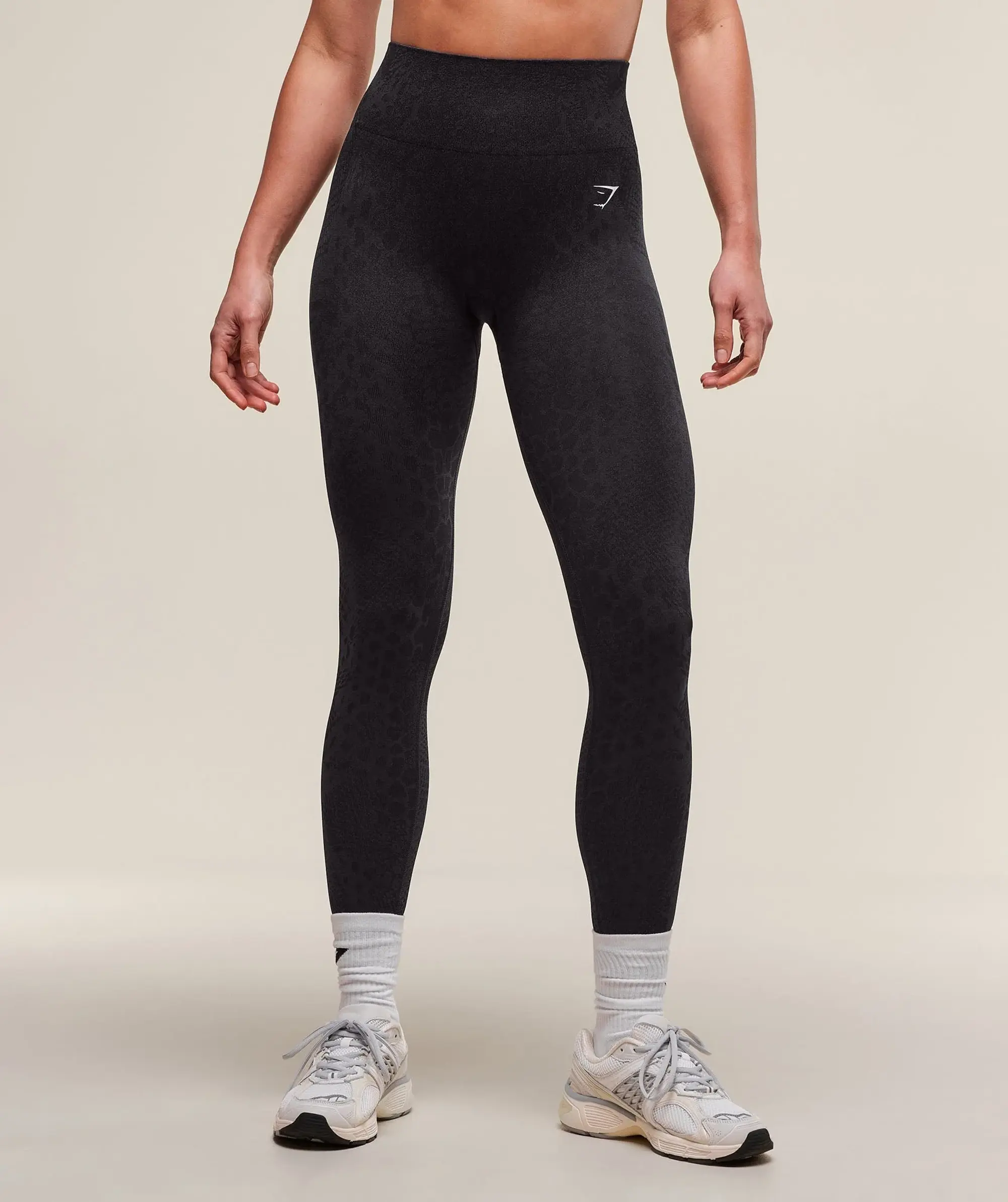 Gymshark Adapt X Whitney Animal Seamless Leggings - Asphalt Grey/Black