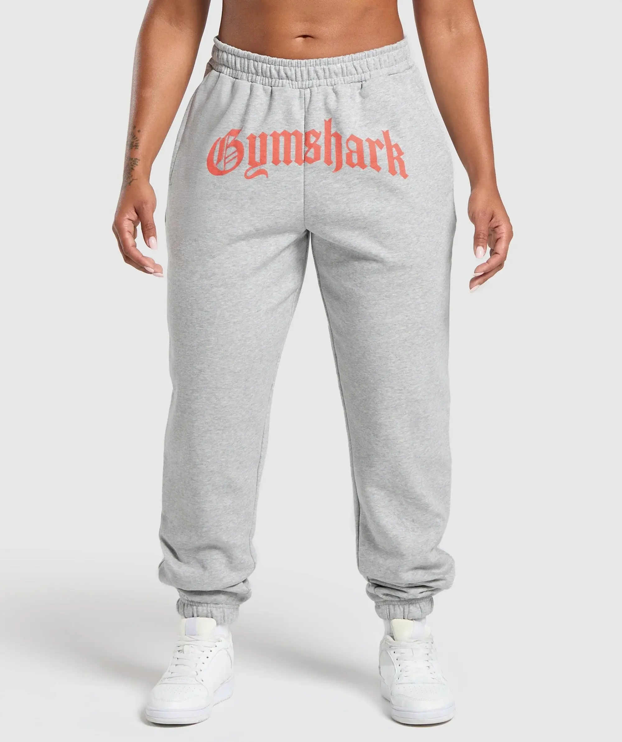 Gymshark Strength Department Graphic Joggers - Light Grey Core Marl