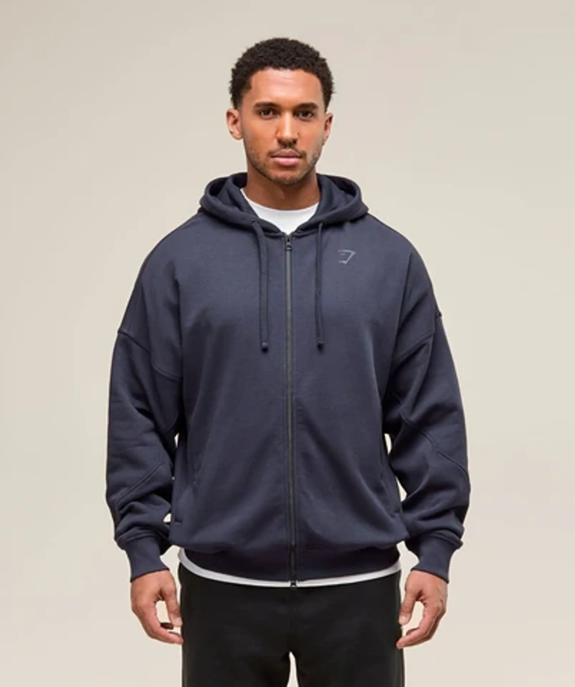 トップス zechito Power Shoulder Sweat Gymshark Power Zip Up Hoodie - Heavy Blue | 5063168672903 | FOOTY.COM