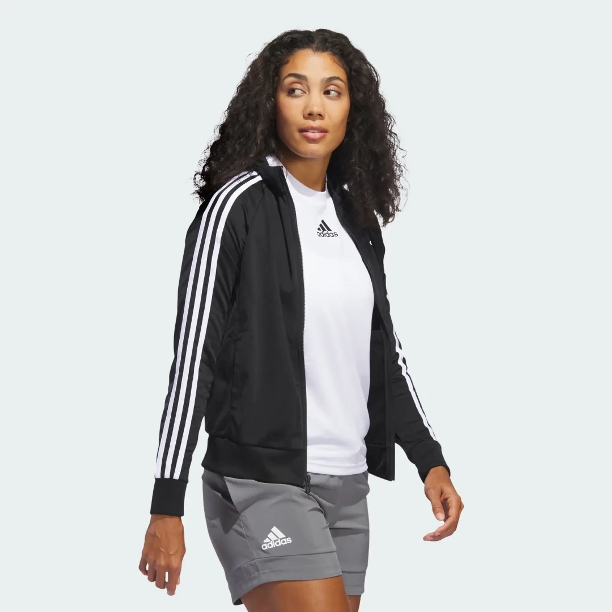 Manchester United x adidas Womens Essentials 3-Stripes Slim Track Top Black