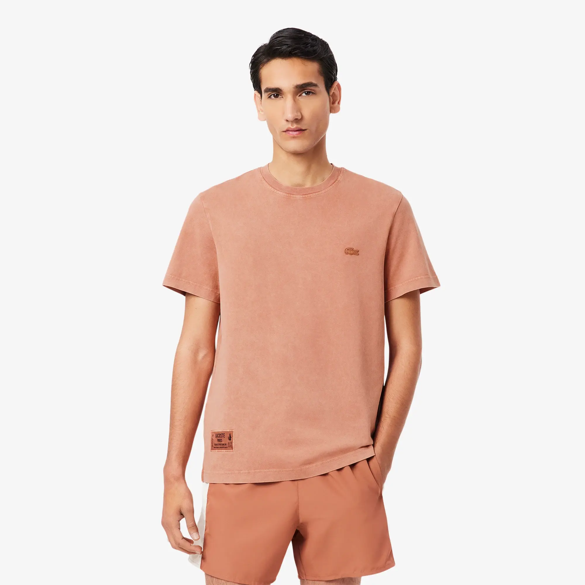 Lacoste Washed Effect Heavy Jersey T-shirt - Terracotta Brown