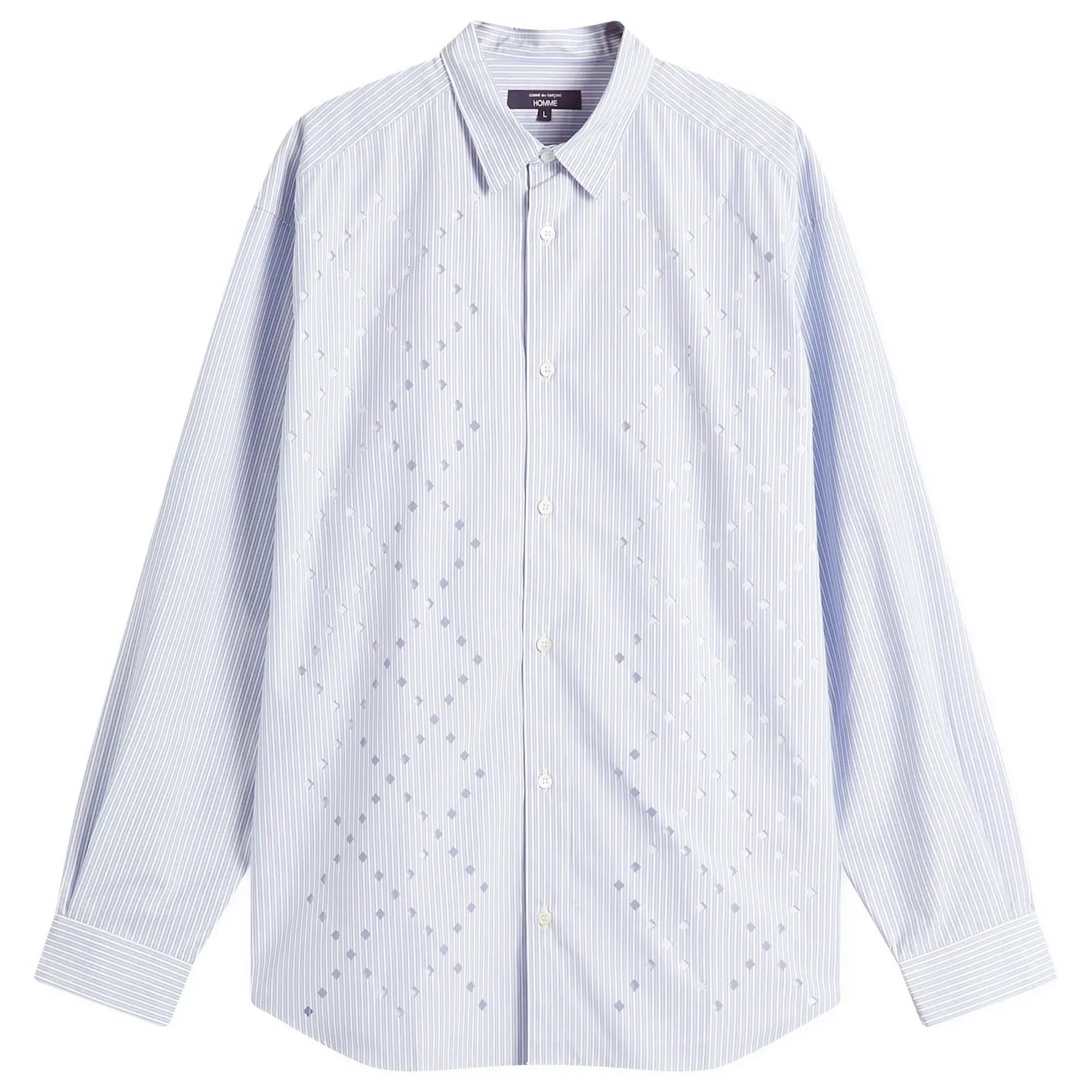 Comme des Garçons Homme Men's Broad Stripe Cut Out Shirt Sax/White/Navy