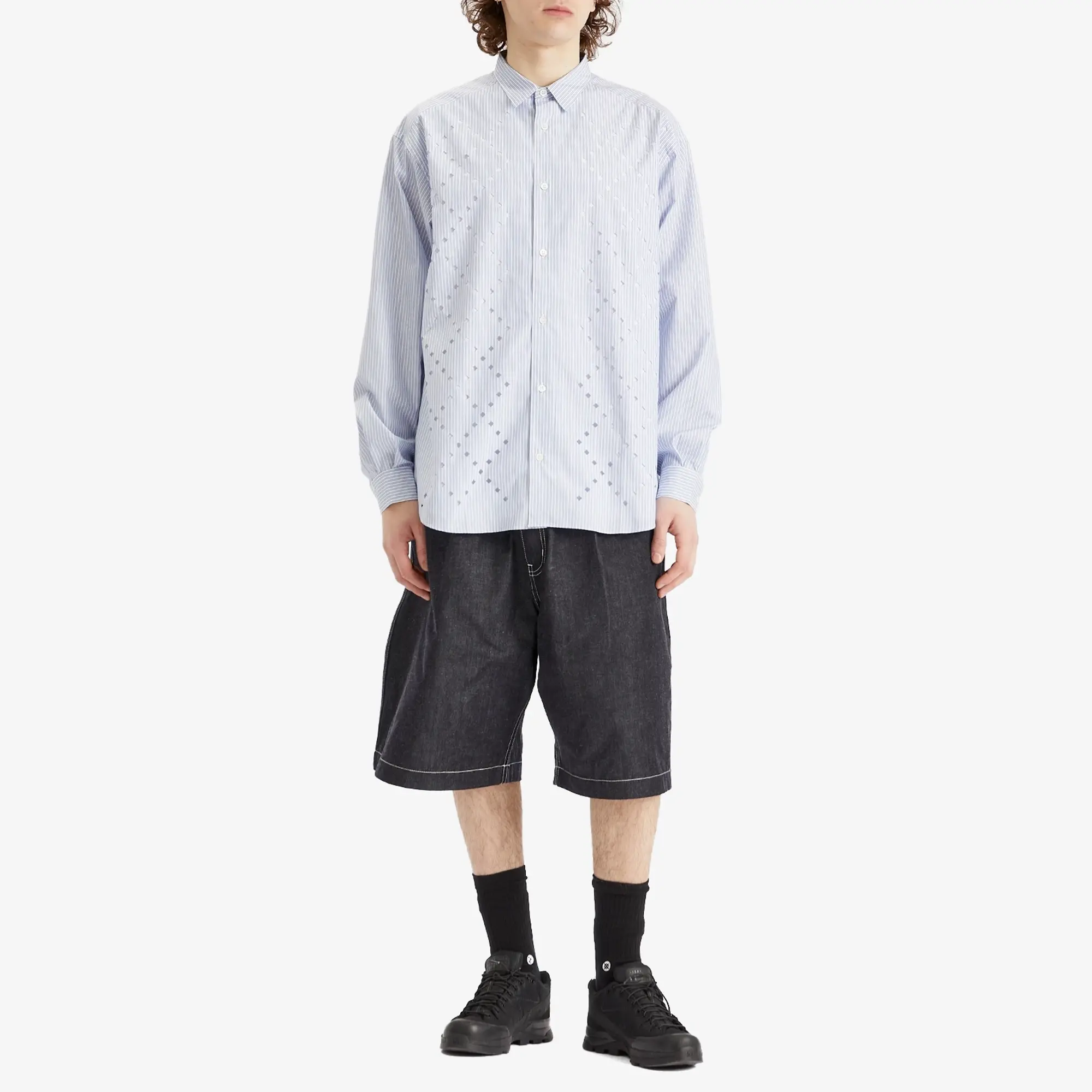 Comme des Garçons Homme Men's Broad Stripe Cut Out Shirt Sax/White/Navy