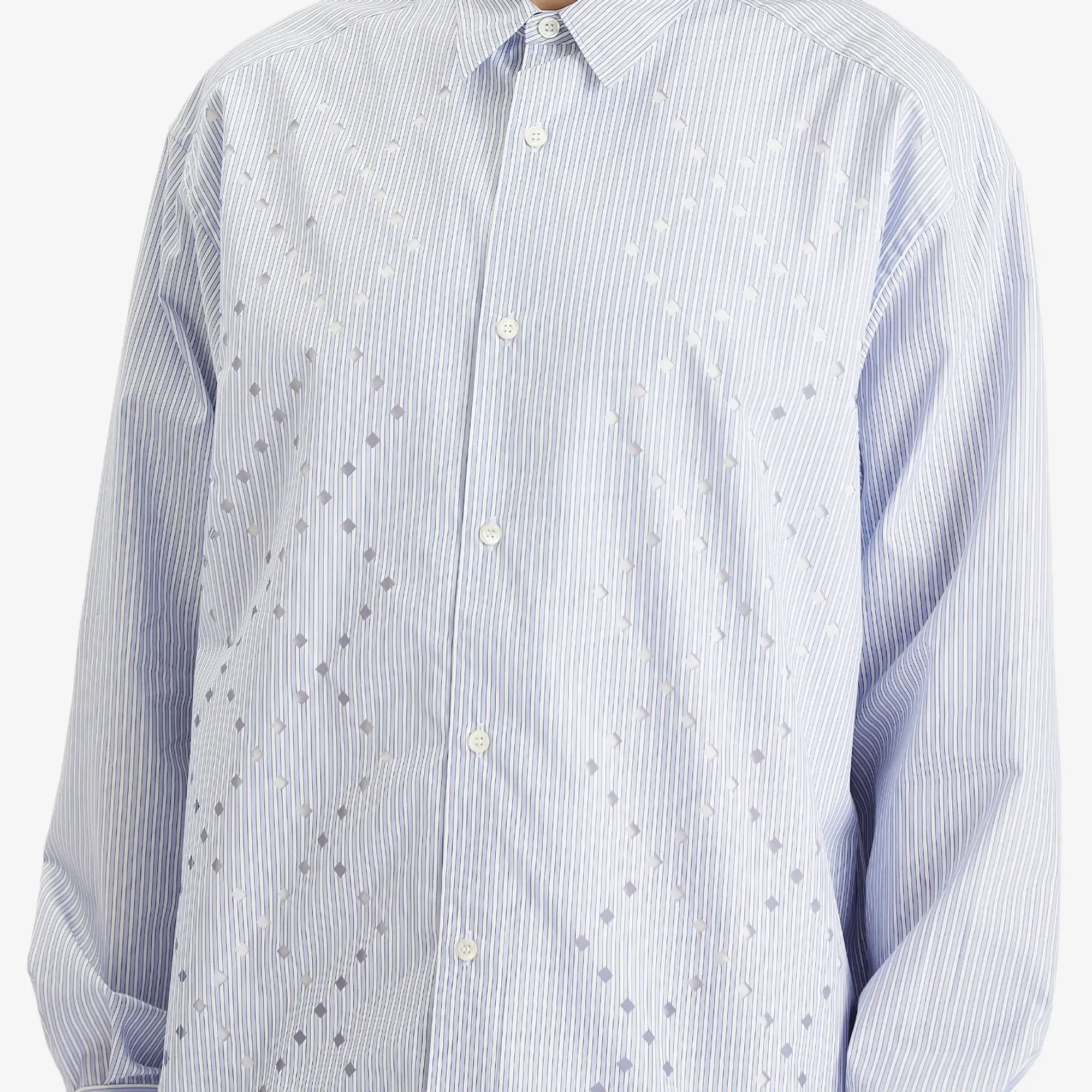 Comme des Garçons Homme Men's Broad Stripe Cut Out Shirt Sax/White/Navy