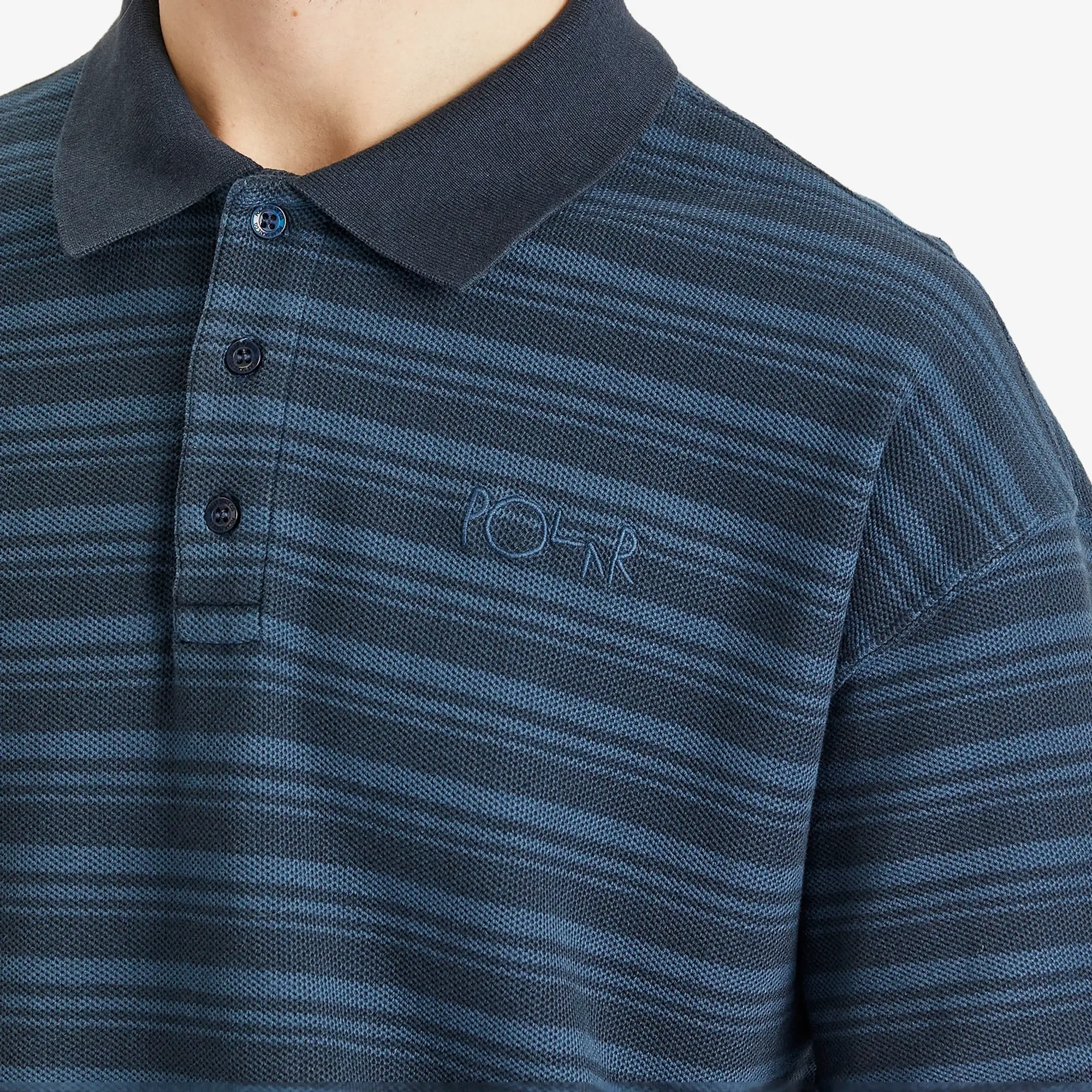 Polar Skate Co. Men's Stripe Surf Polo Shirt Neptune Blue