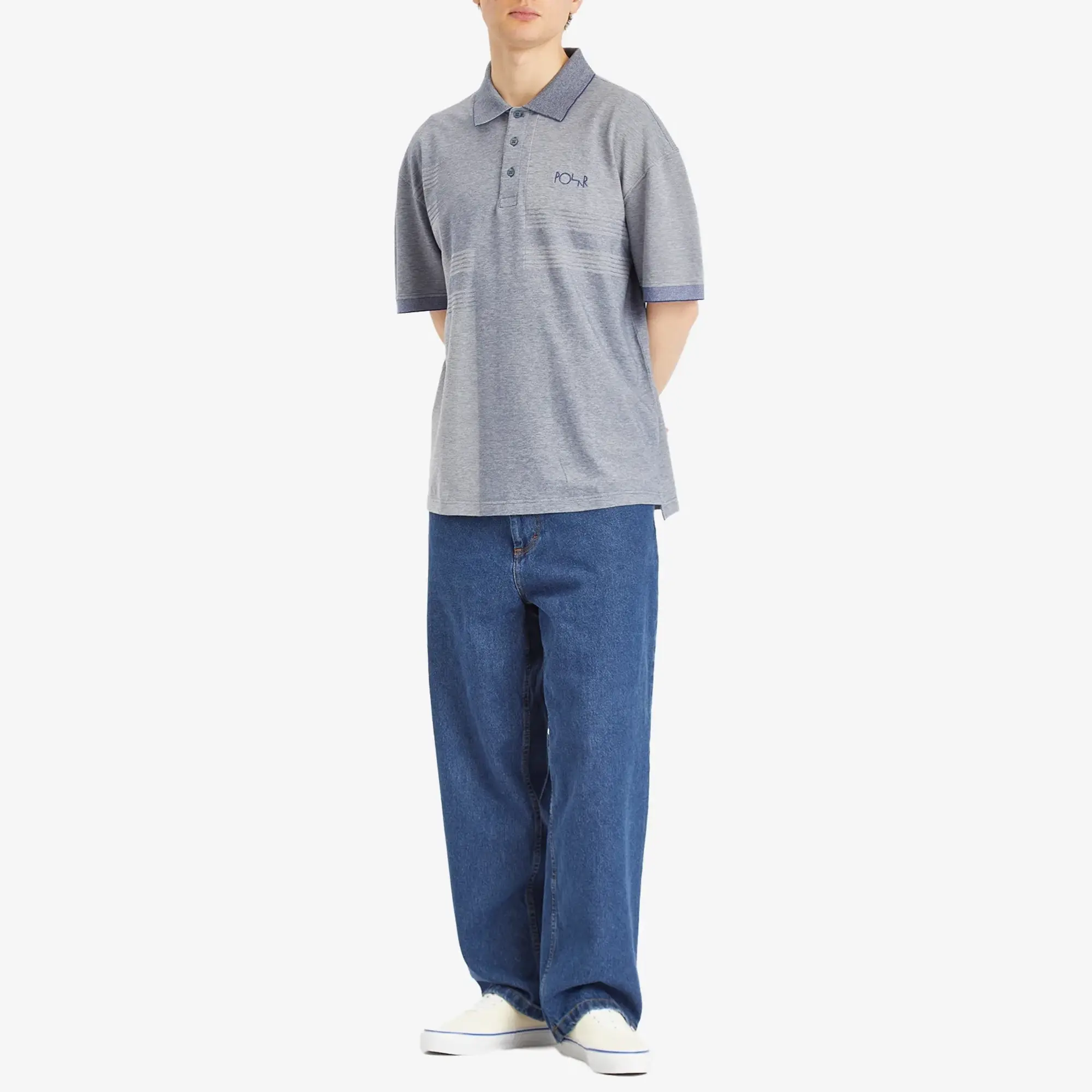 Polar Skate Co. Men's Pique Surf Polo Shirt Heather Blue