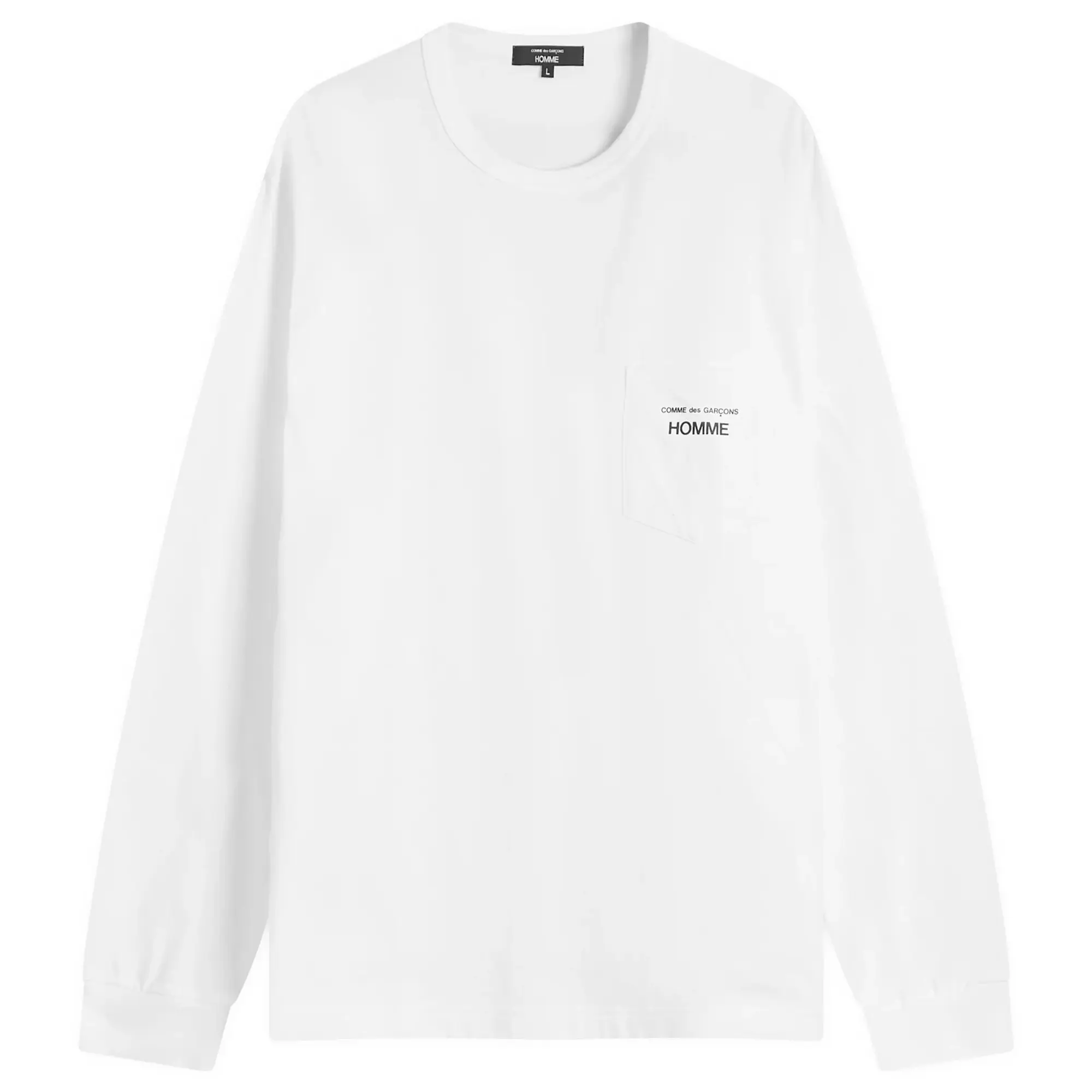 Comme des Garçons Homme Men's Logo Pocket Long Sleeve T-Shirt White