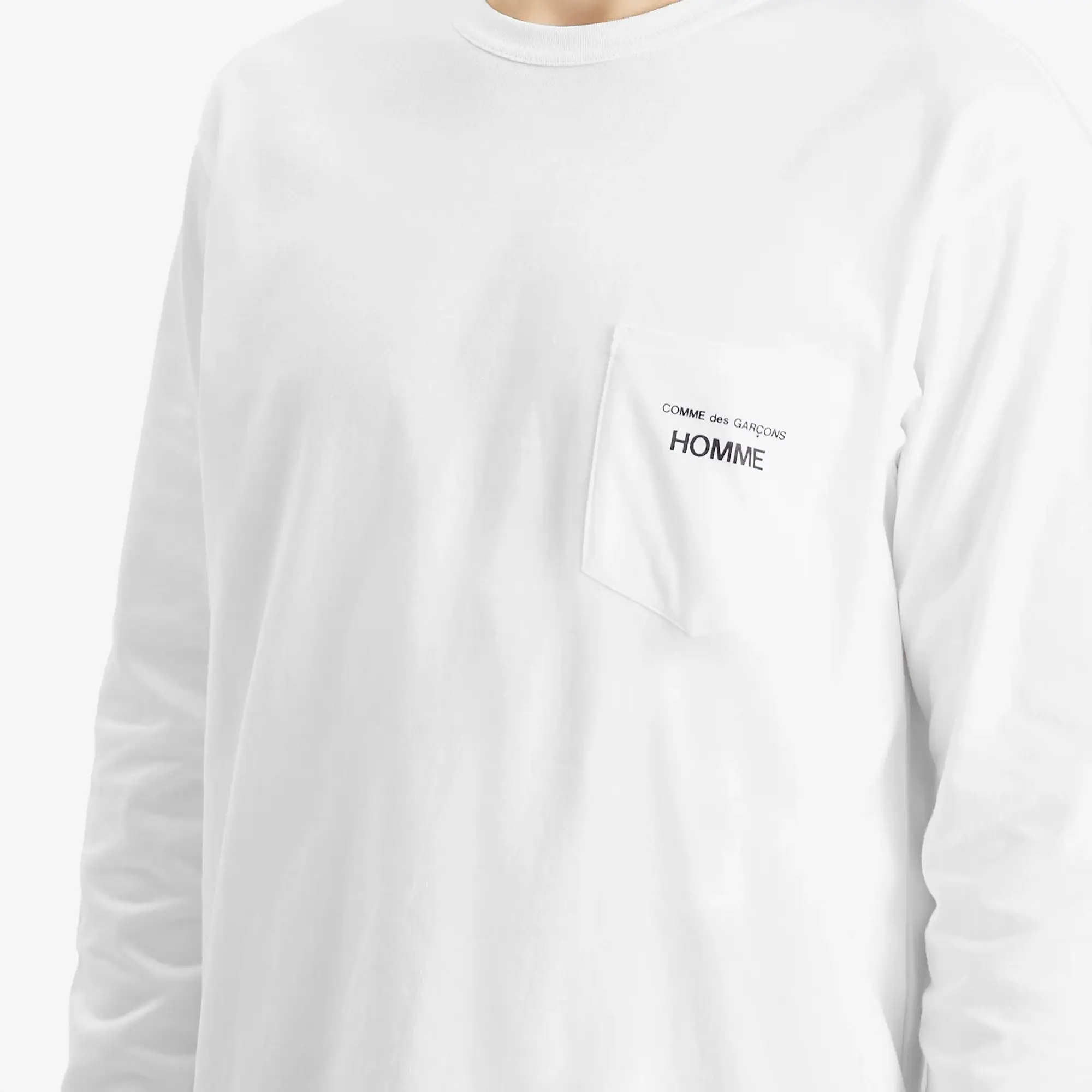 Comme des Garçons Homme Men's Logo Pocket Long Sleeve T-Shirt White