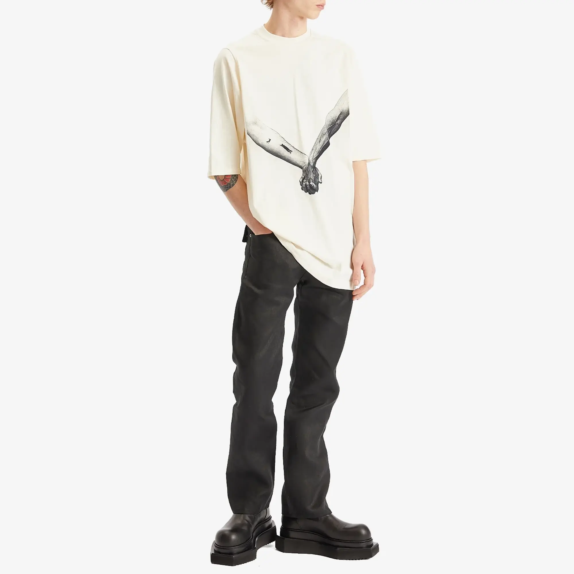 Rick Owens Men's Jumbo T-Shirt Natural/Black