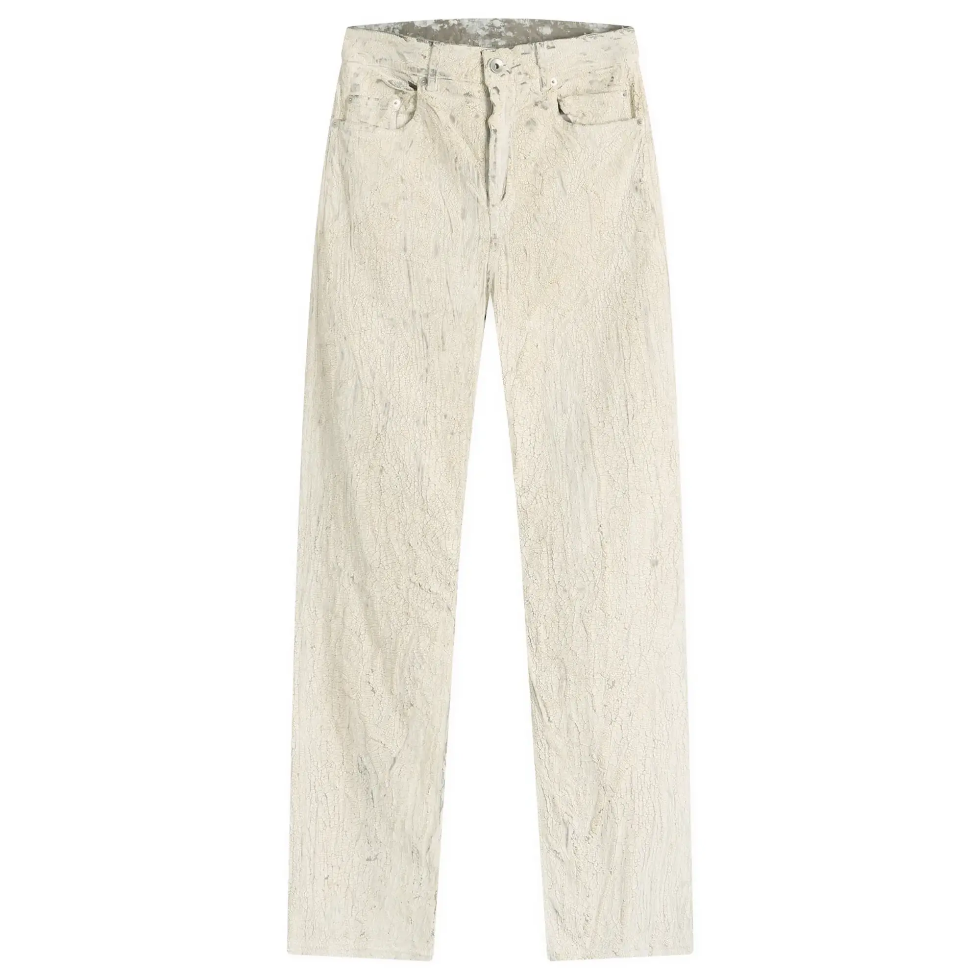 Rick Owens Men's Coated Denim Headon Pants Milk
