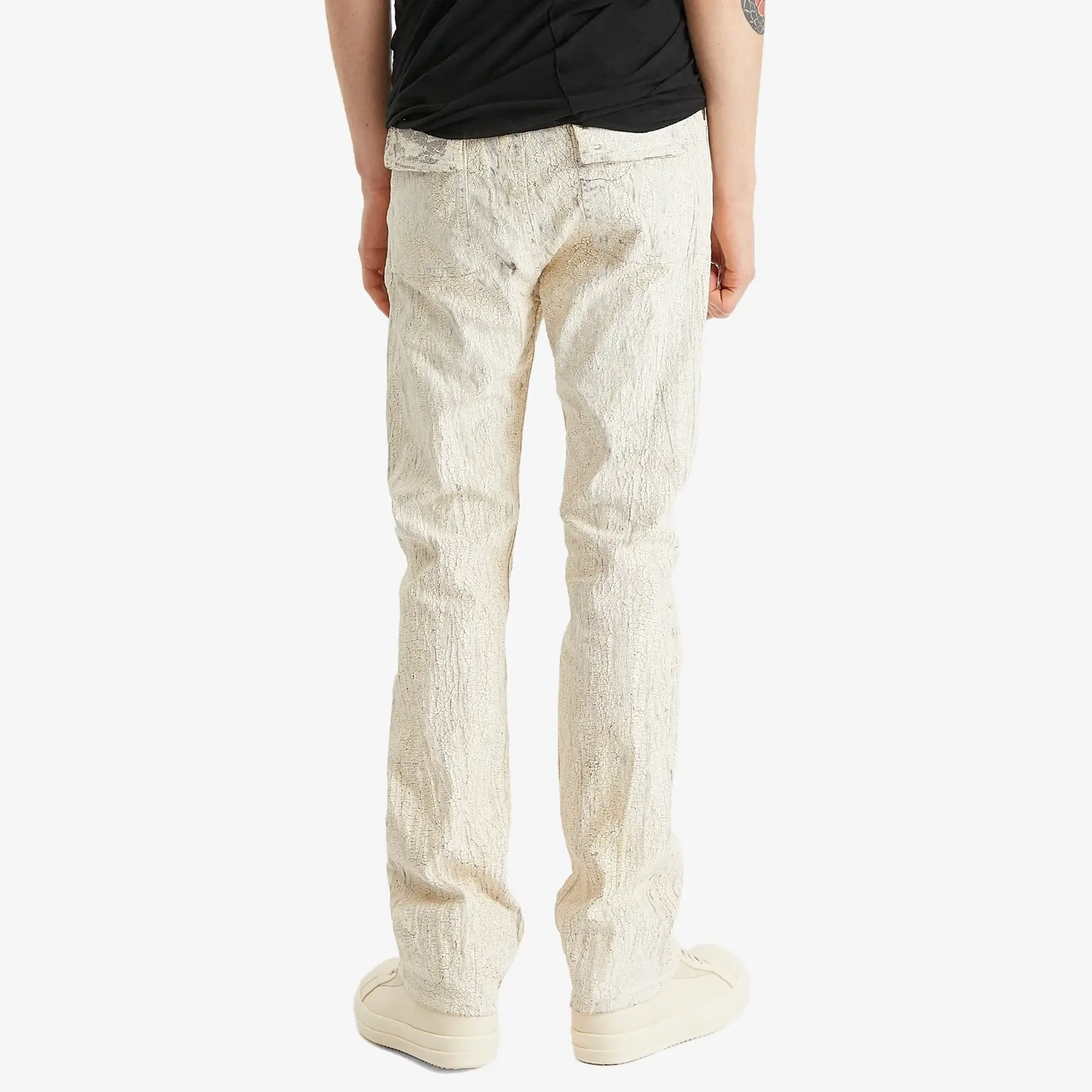 Rick Owens Men's Coated Denim Headon Pants Milk
