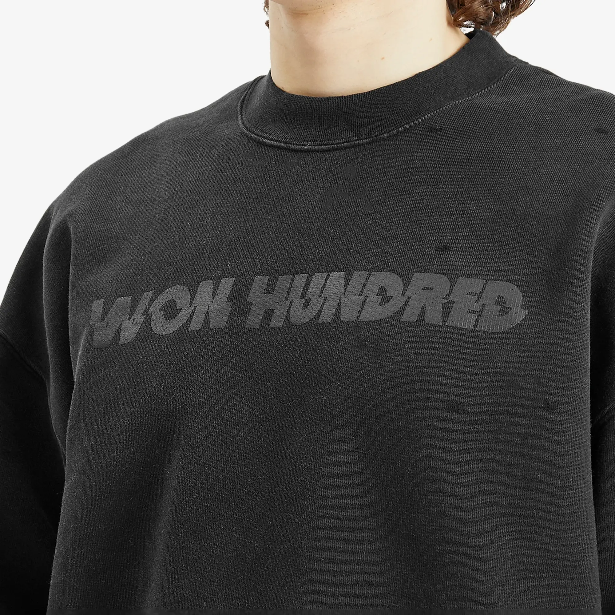 Won Hundred Men's Jalen Crew Sweatshirt Washed Black
