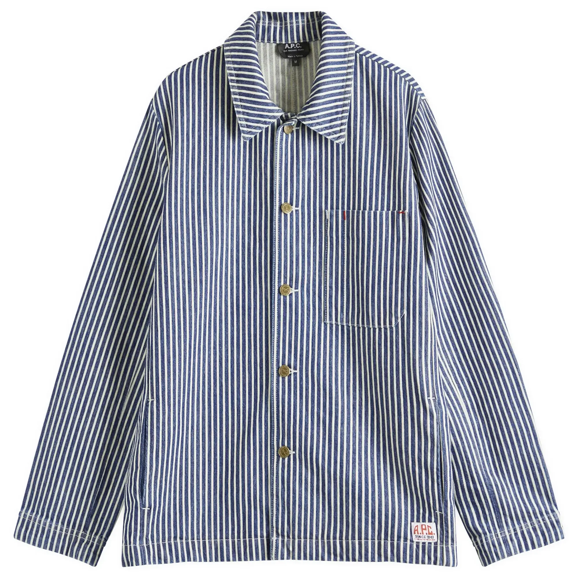 A.P.C. Men's Raphael Hickory Stripe Work Jacket Blue/White