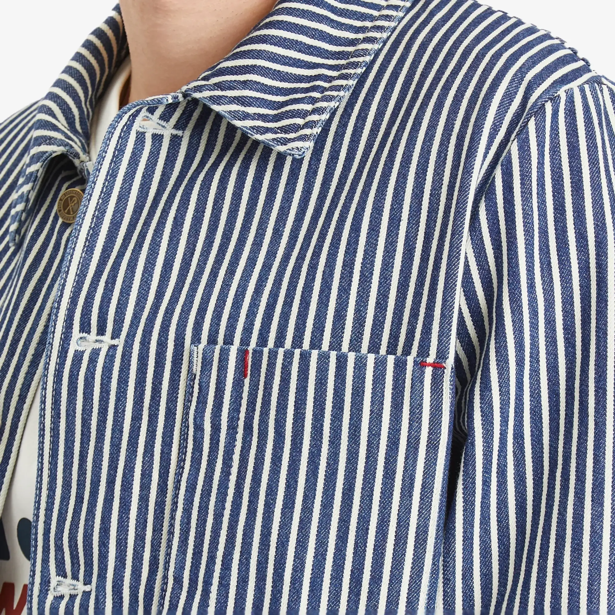 A.P.C. Men's Raphael Hickory Stripe Work Jacket Blue/White
