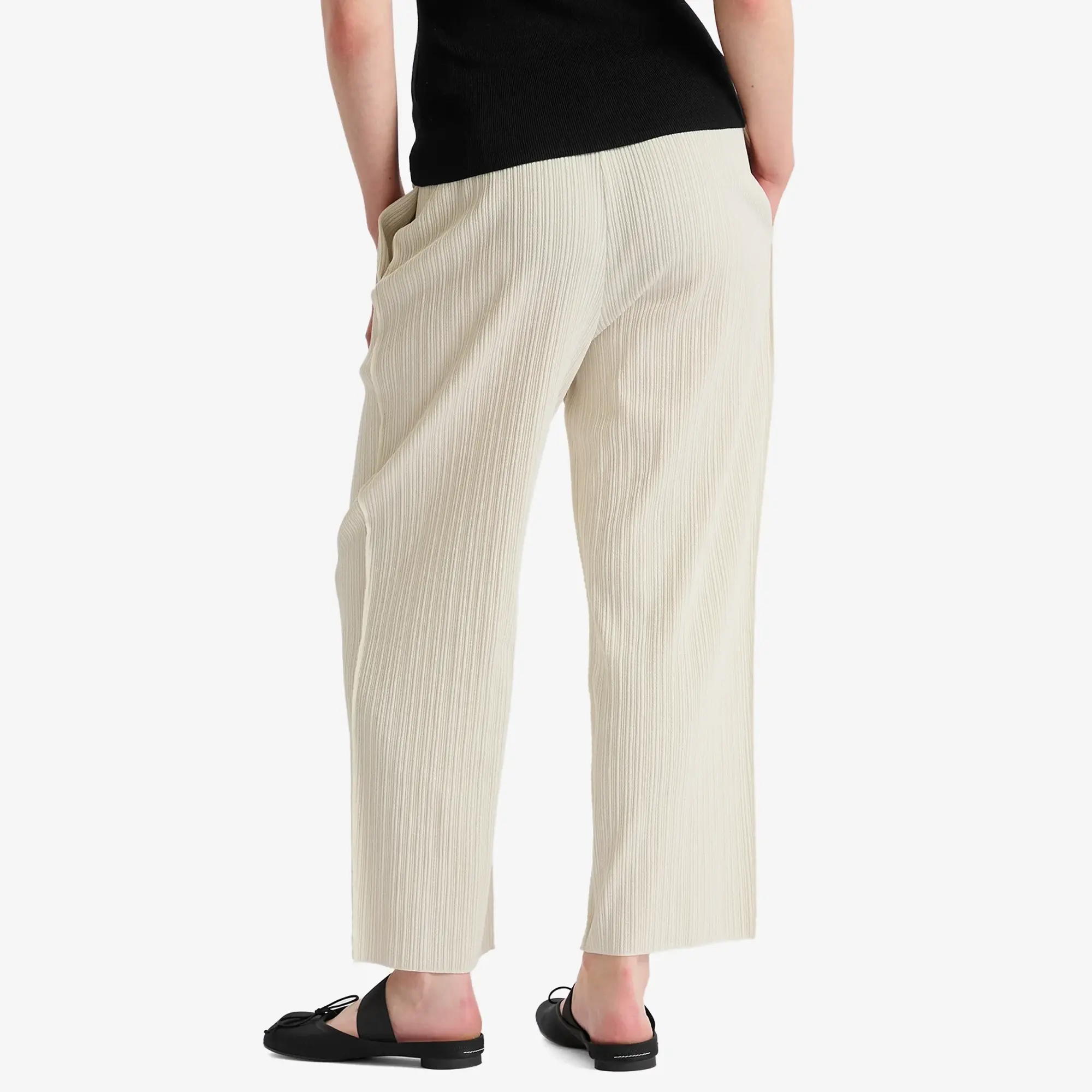Pleats Please Issey Miyake Women's Pleated Trousers Off White