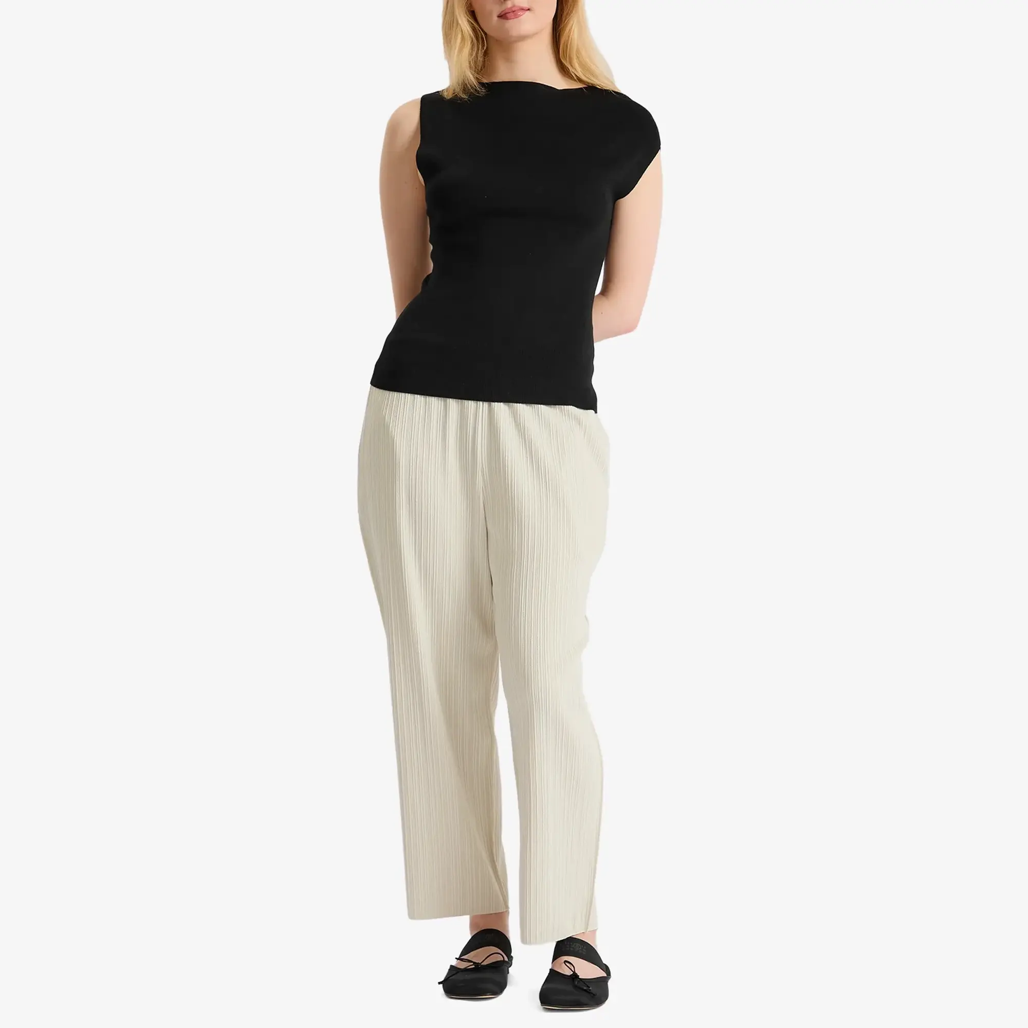 Pleats Please Issey Miyake Women's Pleated Trousers Off White