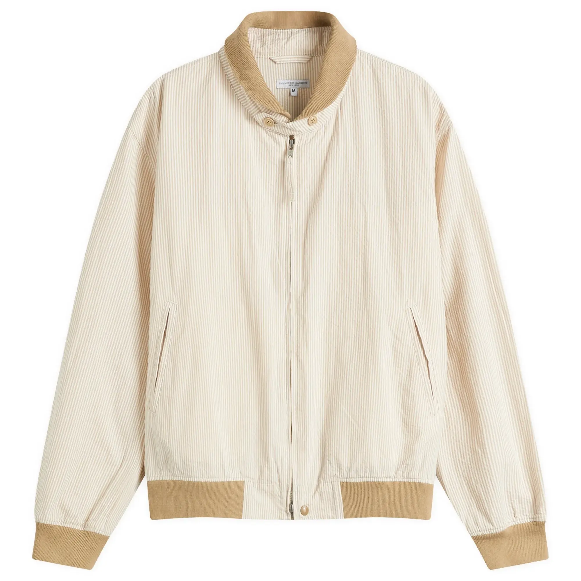Engineered Garments Men's LL Jacket Beige Seersucker Stripe