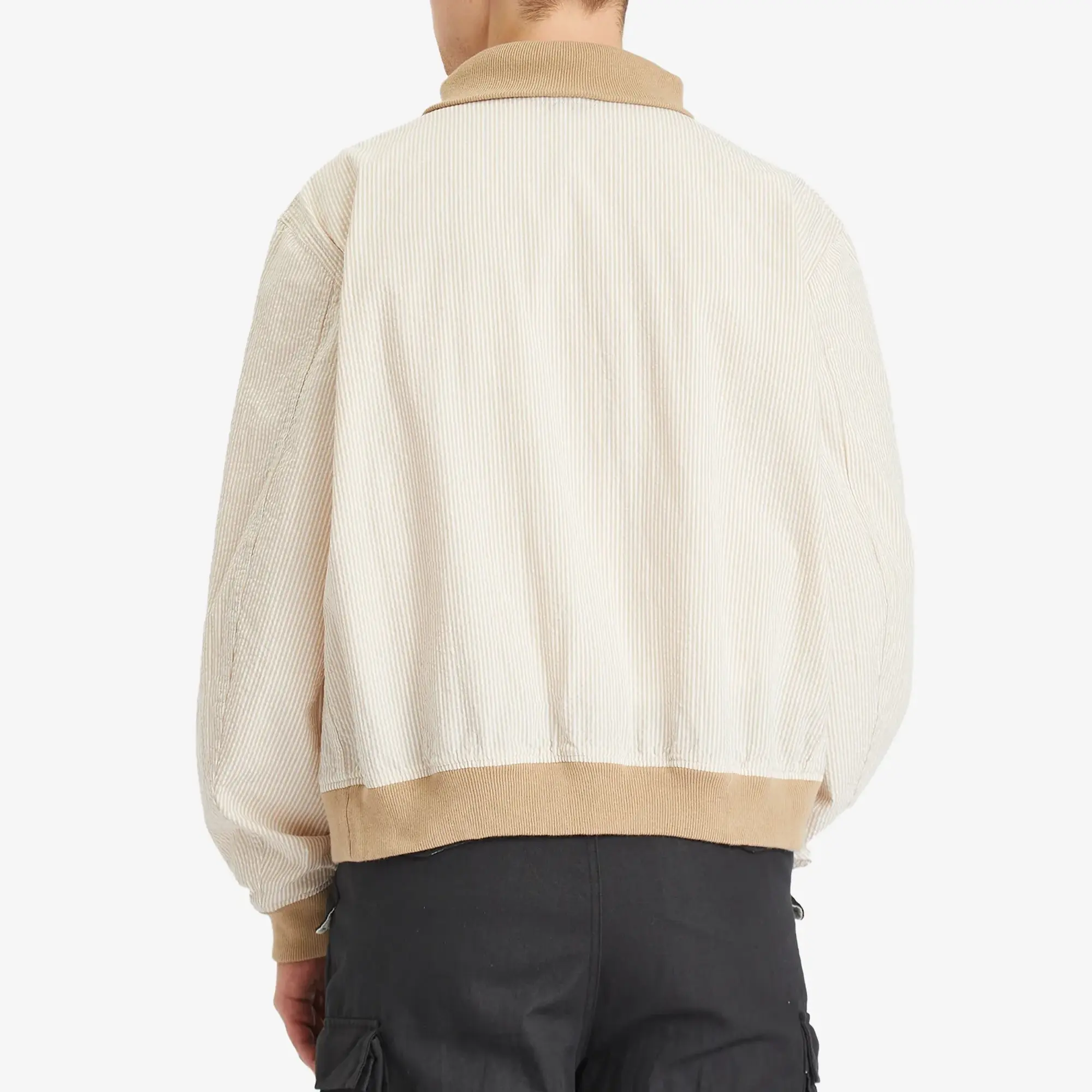 Engineered Garments Men's LL Jacket Beige Seersucker Stripe