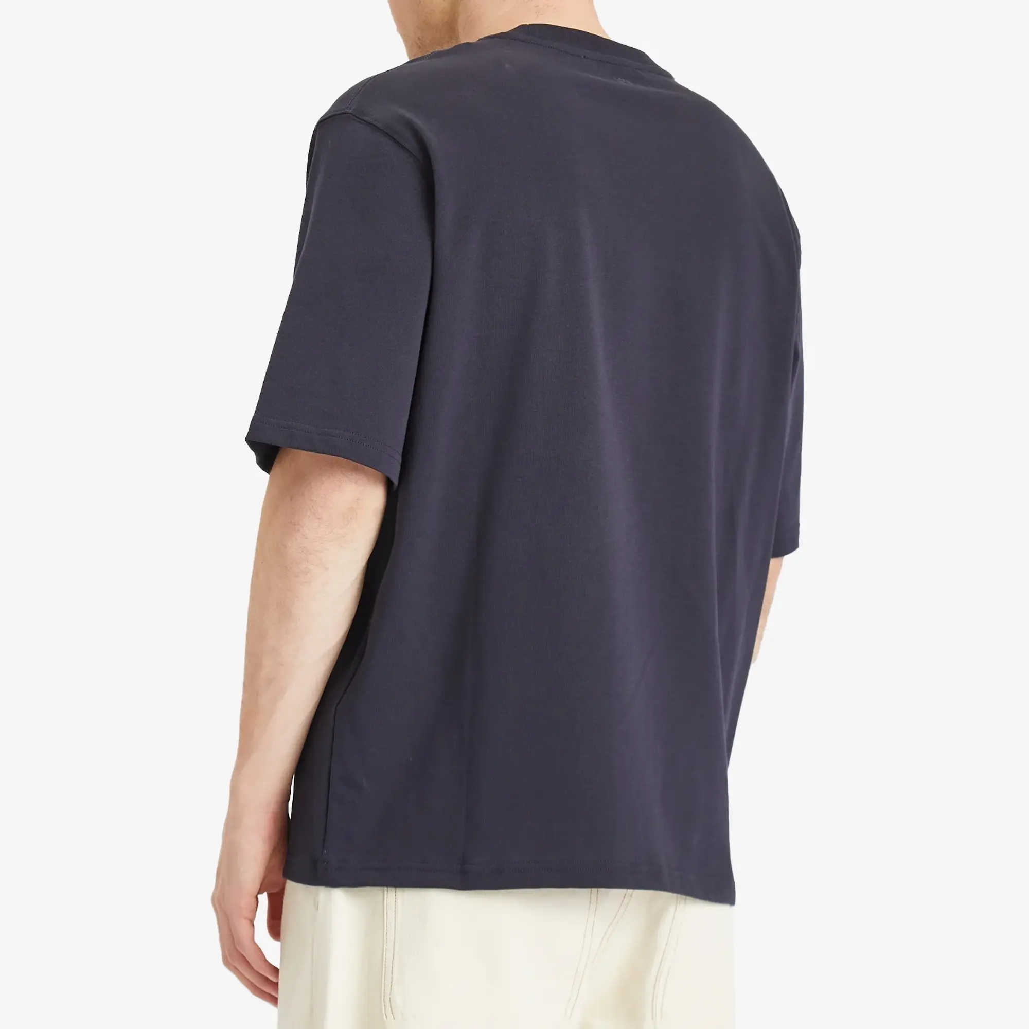 AMI Paris Men's Woven Logo T Shirt Navy Blue