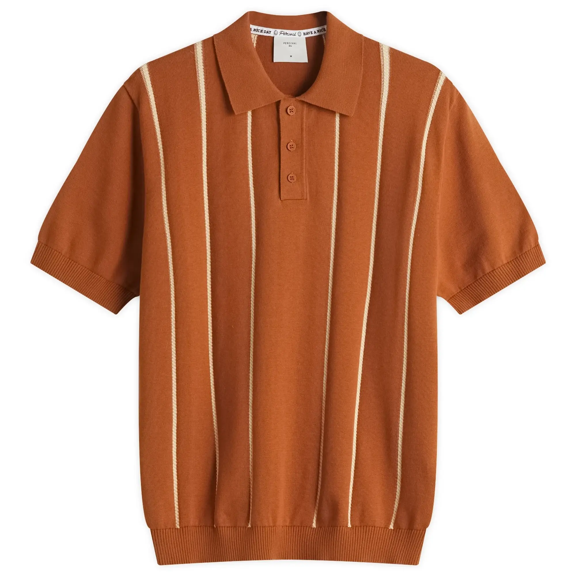 Percival Men's Micro Cable Knitted Polo Tobacco