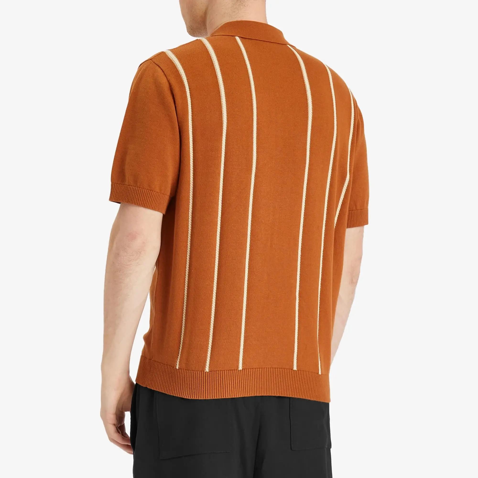 Percival Men's Micro Cable Knitted Polo Tobacco