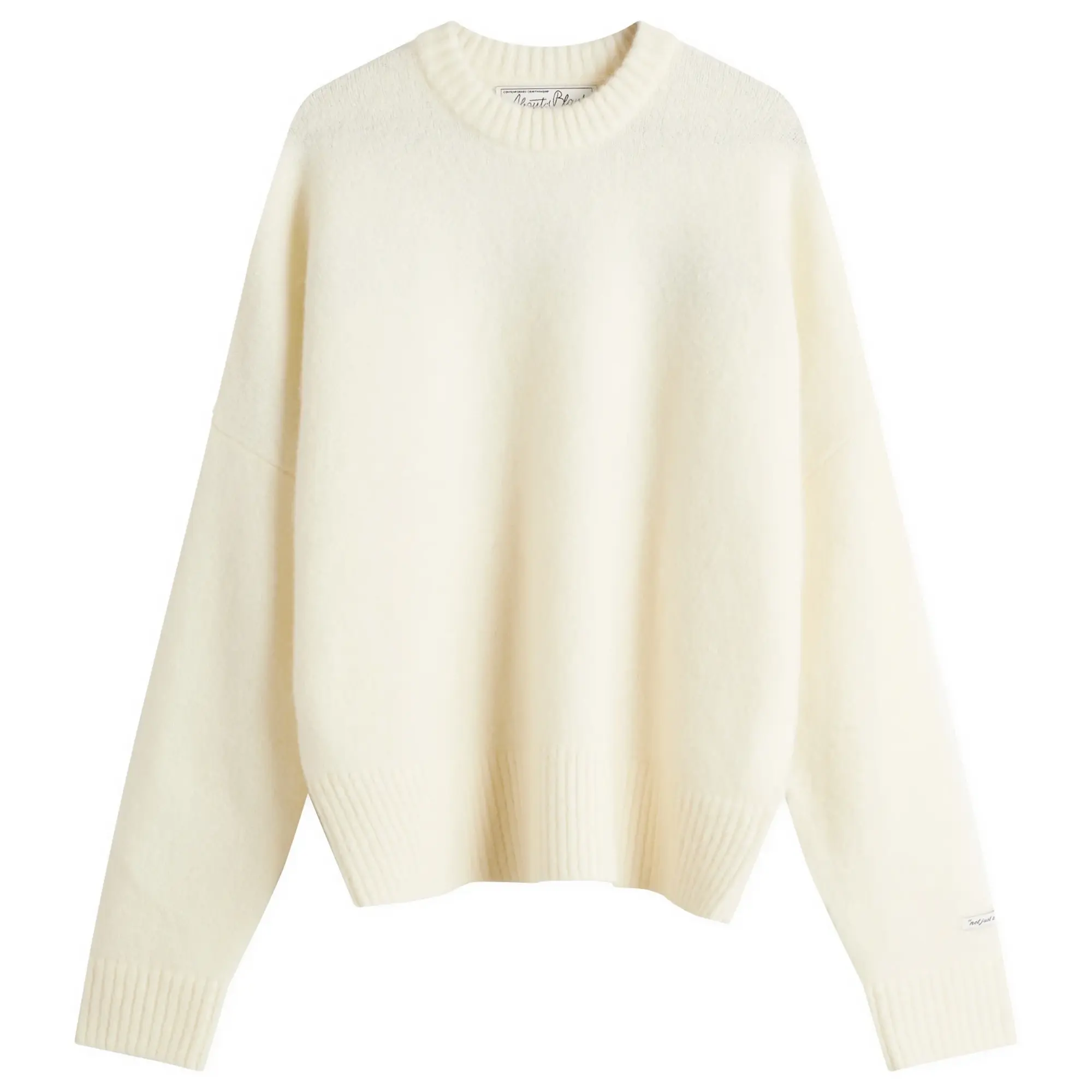 about:blank Men's Mohair Knitted Logo Crewneck Jumper Ecru/Mint