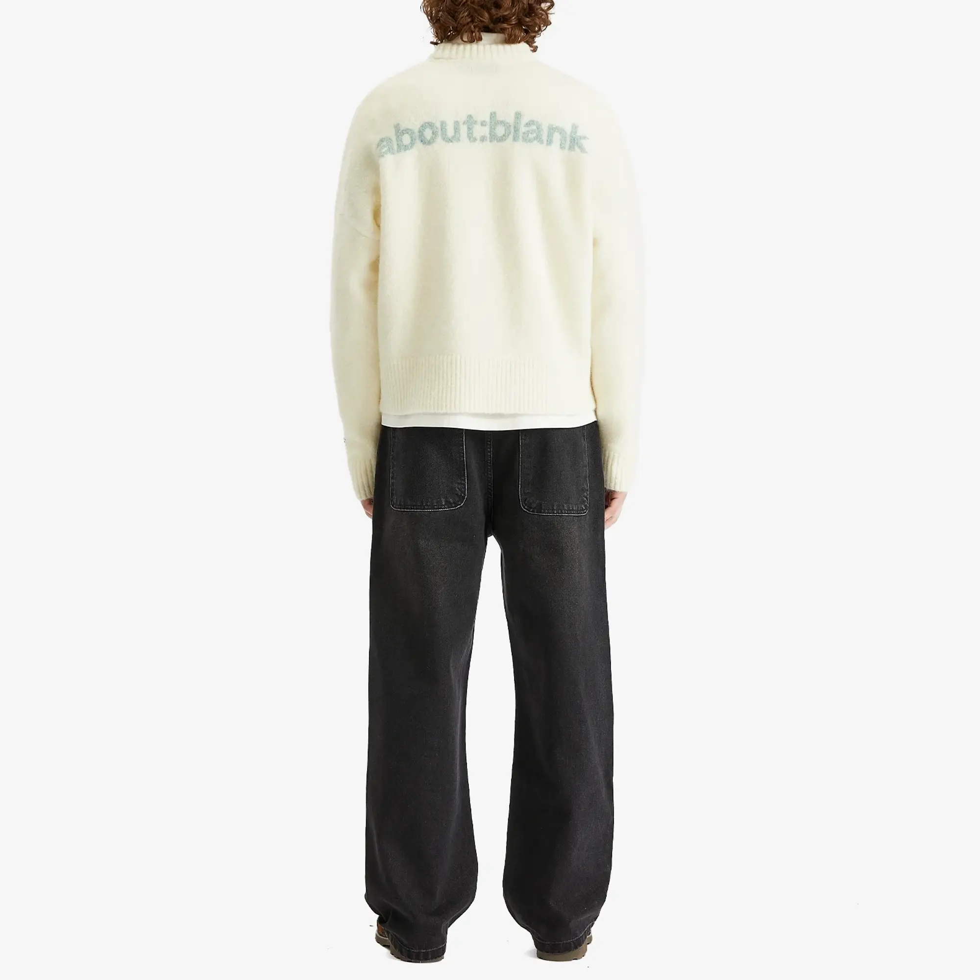 about:blank Men's Mohair Knitted Logo Crewneck Jumper Ecru/Mint