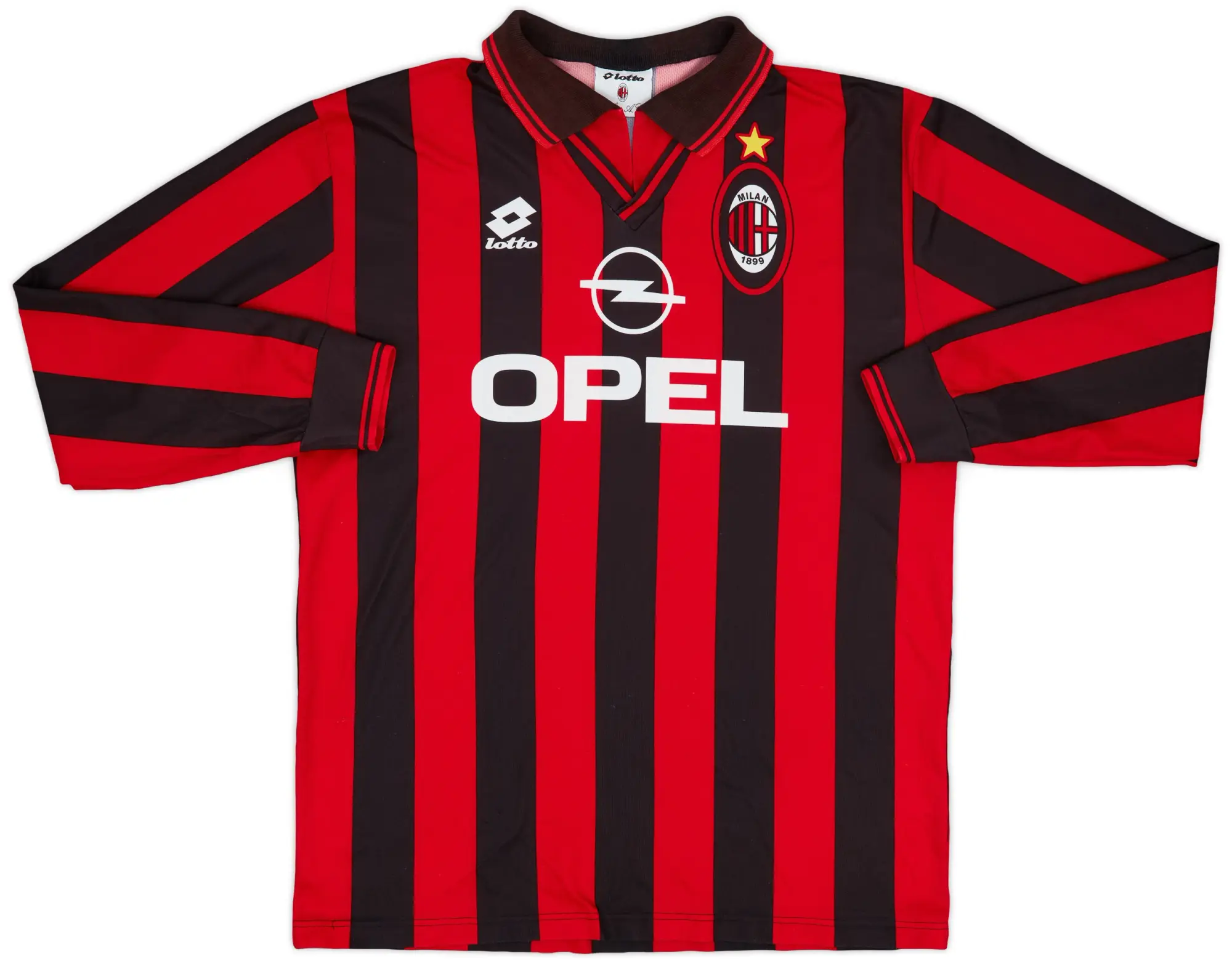 Lotto 1996-97 AC Milan Basic Home L/S Shirt - 6/10 - (XL)